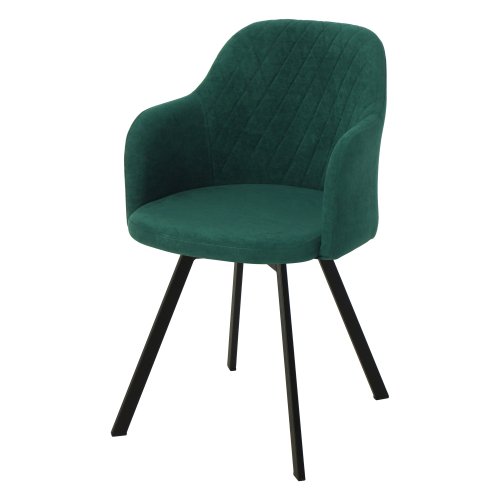 Стул на металлическом каркасе мягкий зеленый из велюра (арт 27455) - Фото 2
