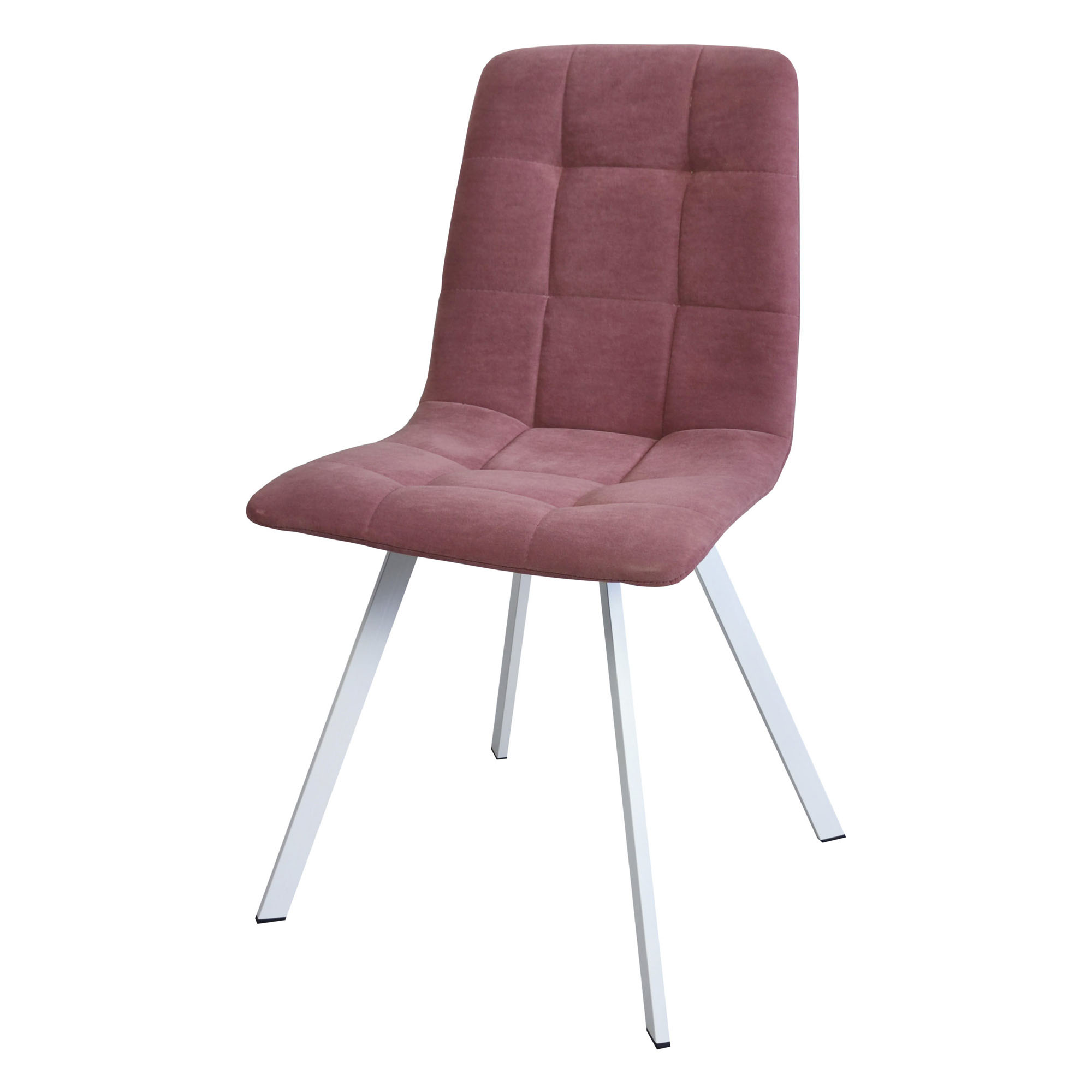 Стул с белыми ножками мягкий розовый (арт 16081) - Фото 1