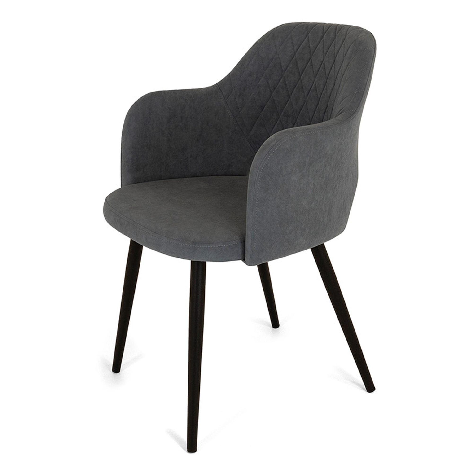 Полукресло мягкое с подлокотниками серое велюровое (арт 27743) - Фото 1