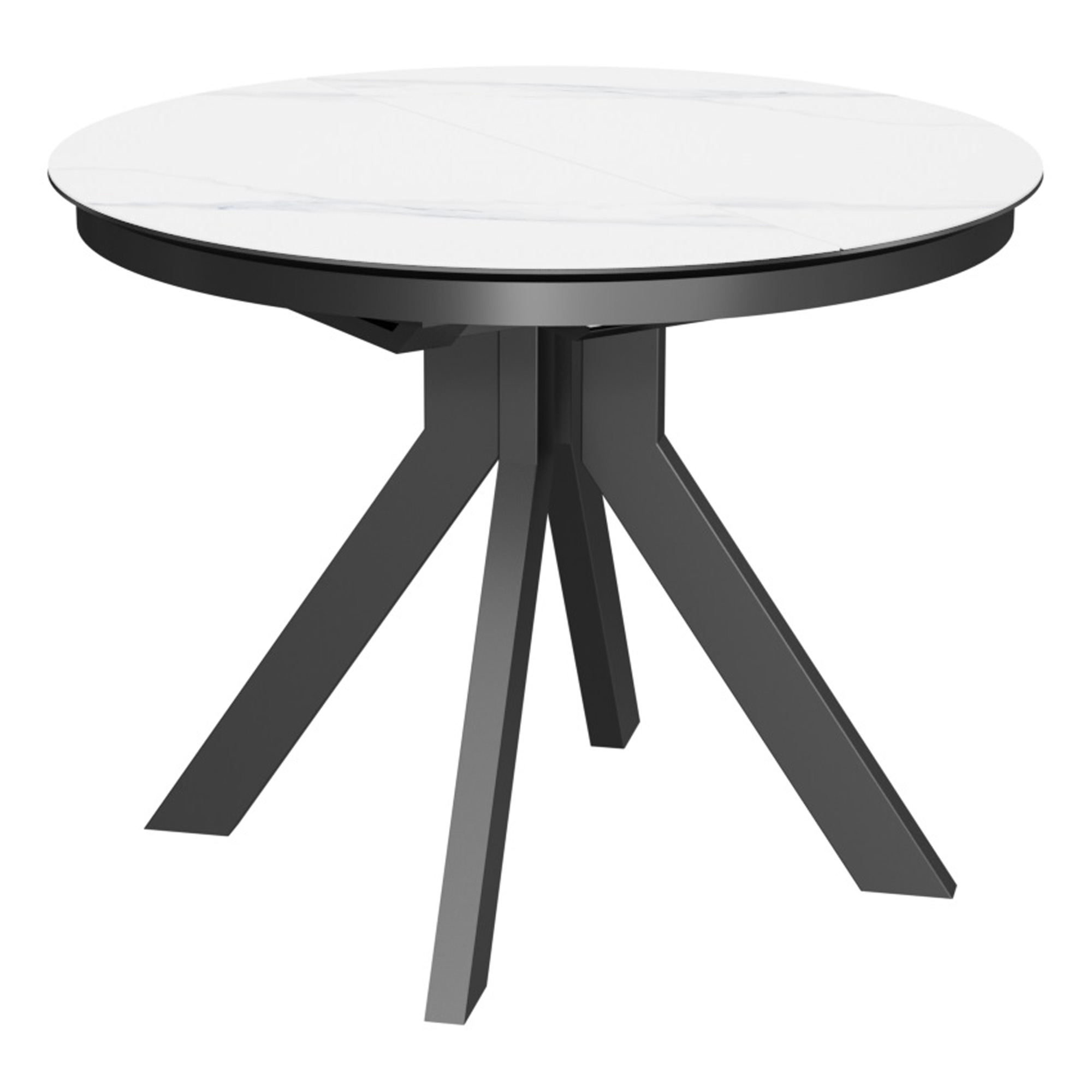 Кухонный стол раскладной круглый керамический белый (арт 33499) - Фото 1
