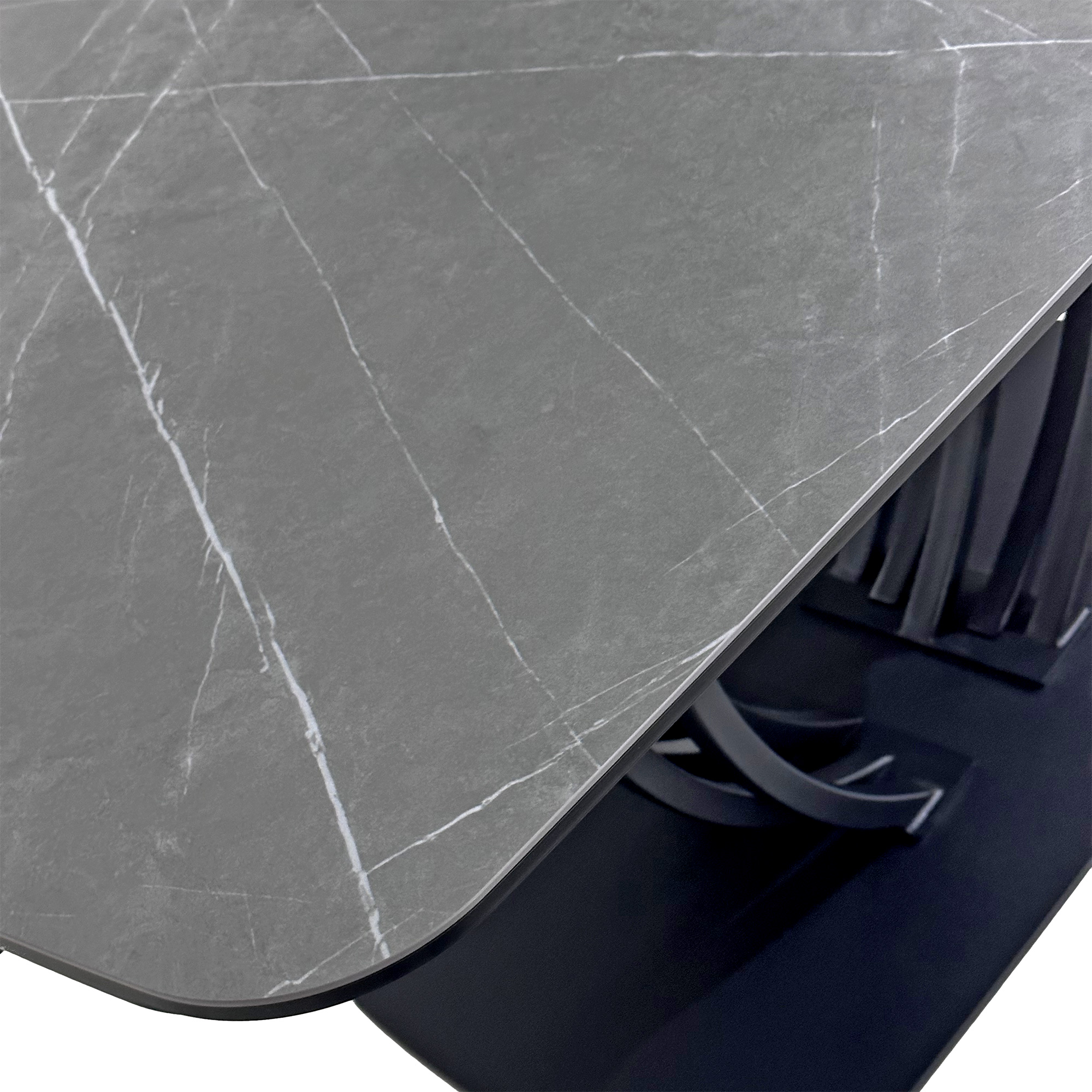 Стол раздвижной керамический под мрамор на одной ножке (арт 28889) - Фото 1