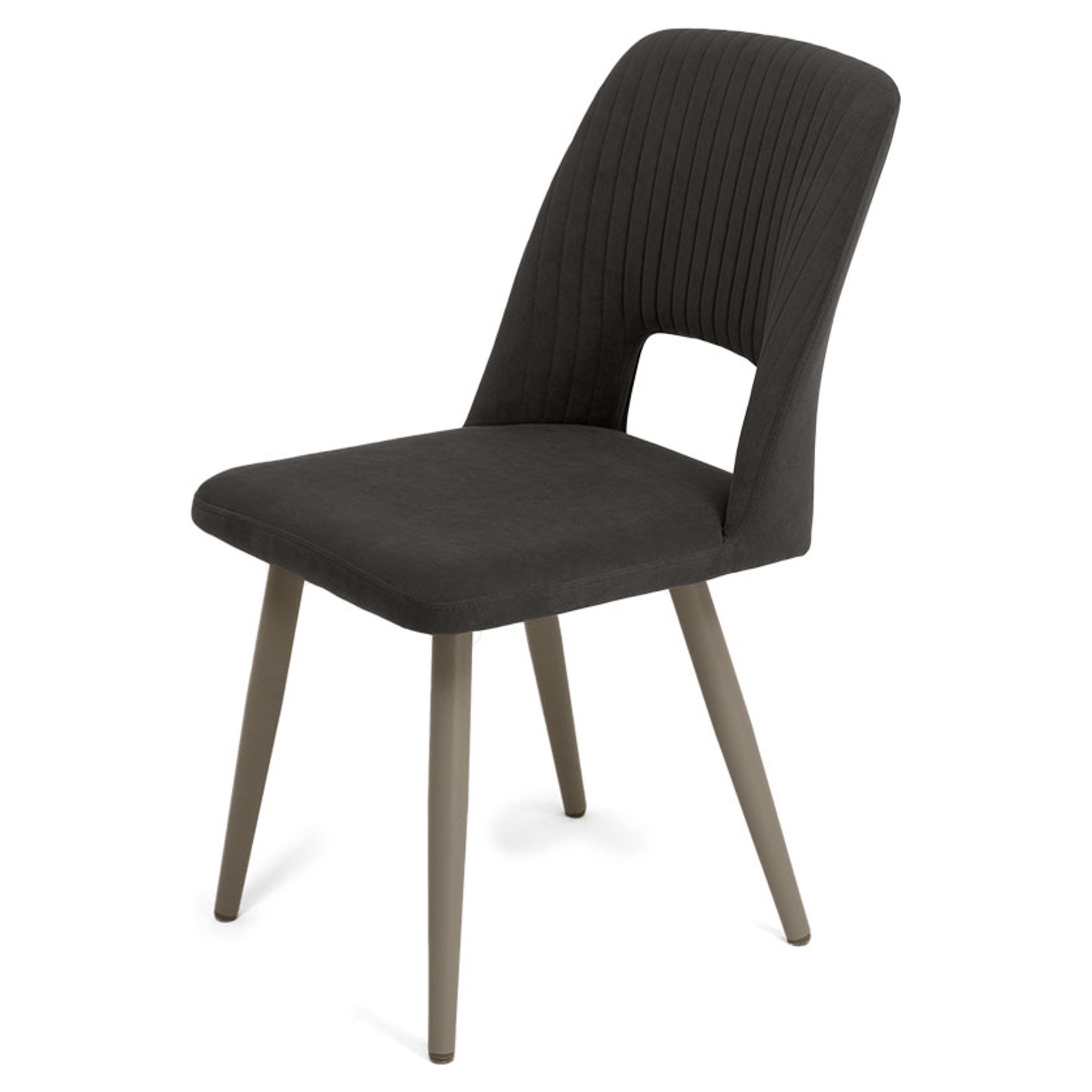 Стул для кухни на металлокаркасе мягкий коричневый из велюра (арт 35323) - Фото 1