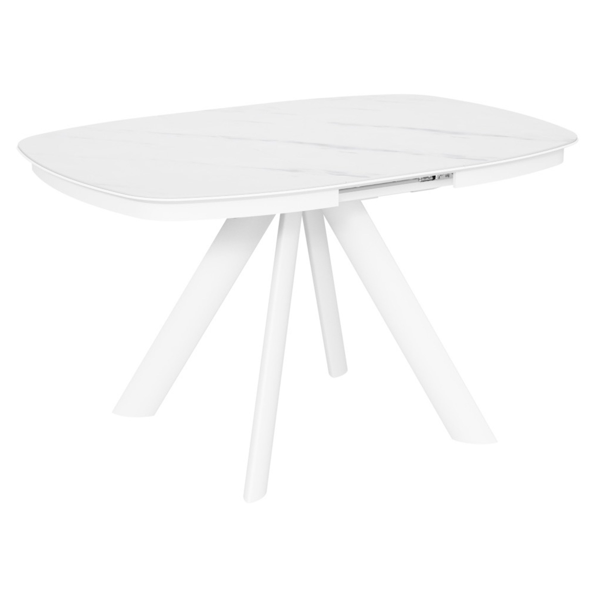 Кухонный стол овальный с керамическим покрытием белый 100 см (арт 35215) - Фото 1