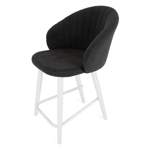 Полубарный стул на металлическом каркасе коричневый велюровый (арт 25291) - Фото 2