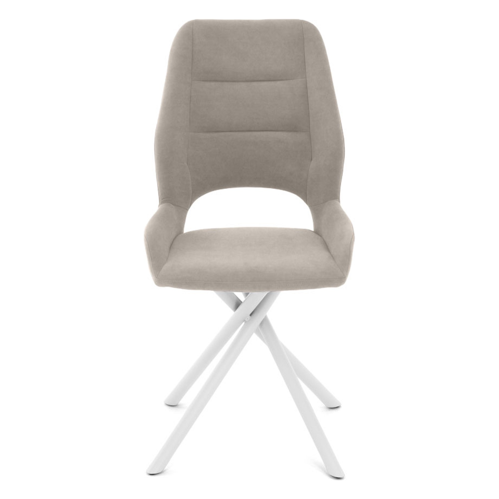 Стул на металлическом каркасе с мягкой обивкой кремовый (арт 35451) - Фото 1