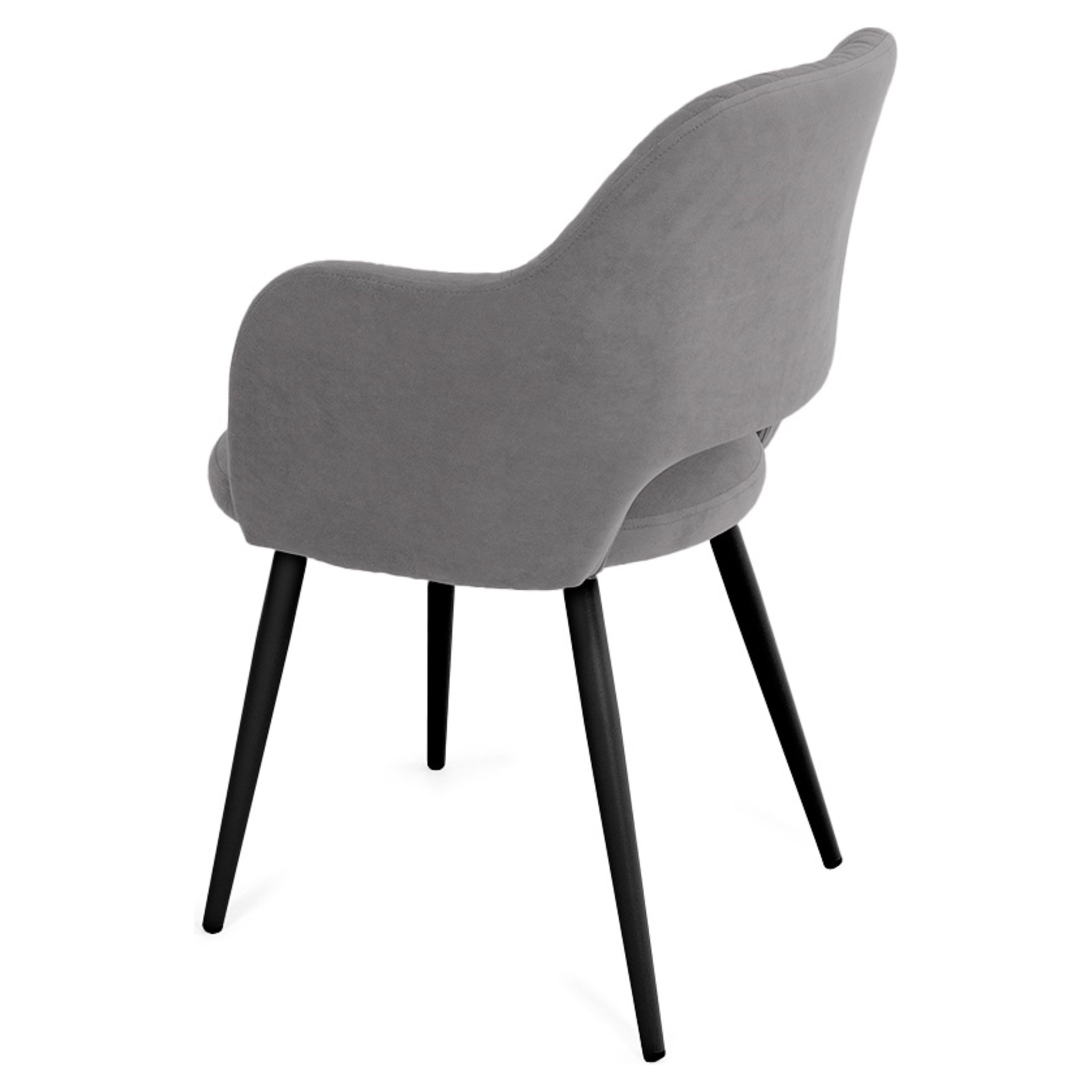 Стул на металлокаркасе с мягкой обивкой серый из велюра (арт 27746) - Фото 1