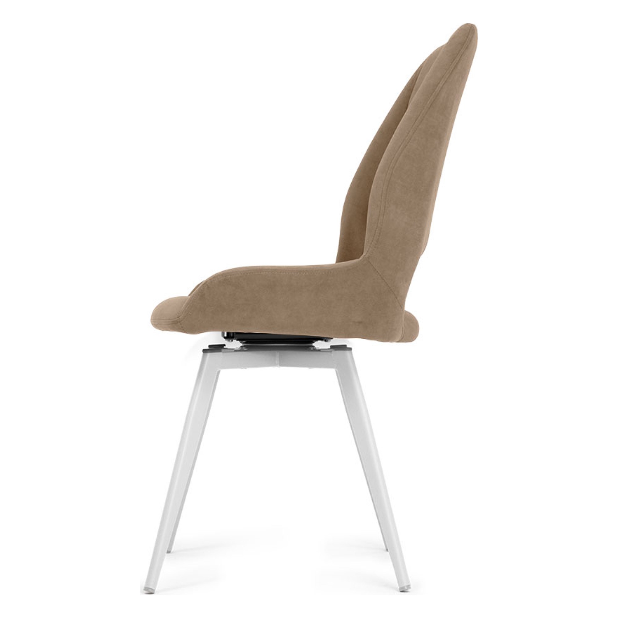 Стул на металлокаркасе мягкий кремовый из велюра (арт 35444) - Фото 1