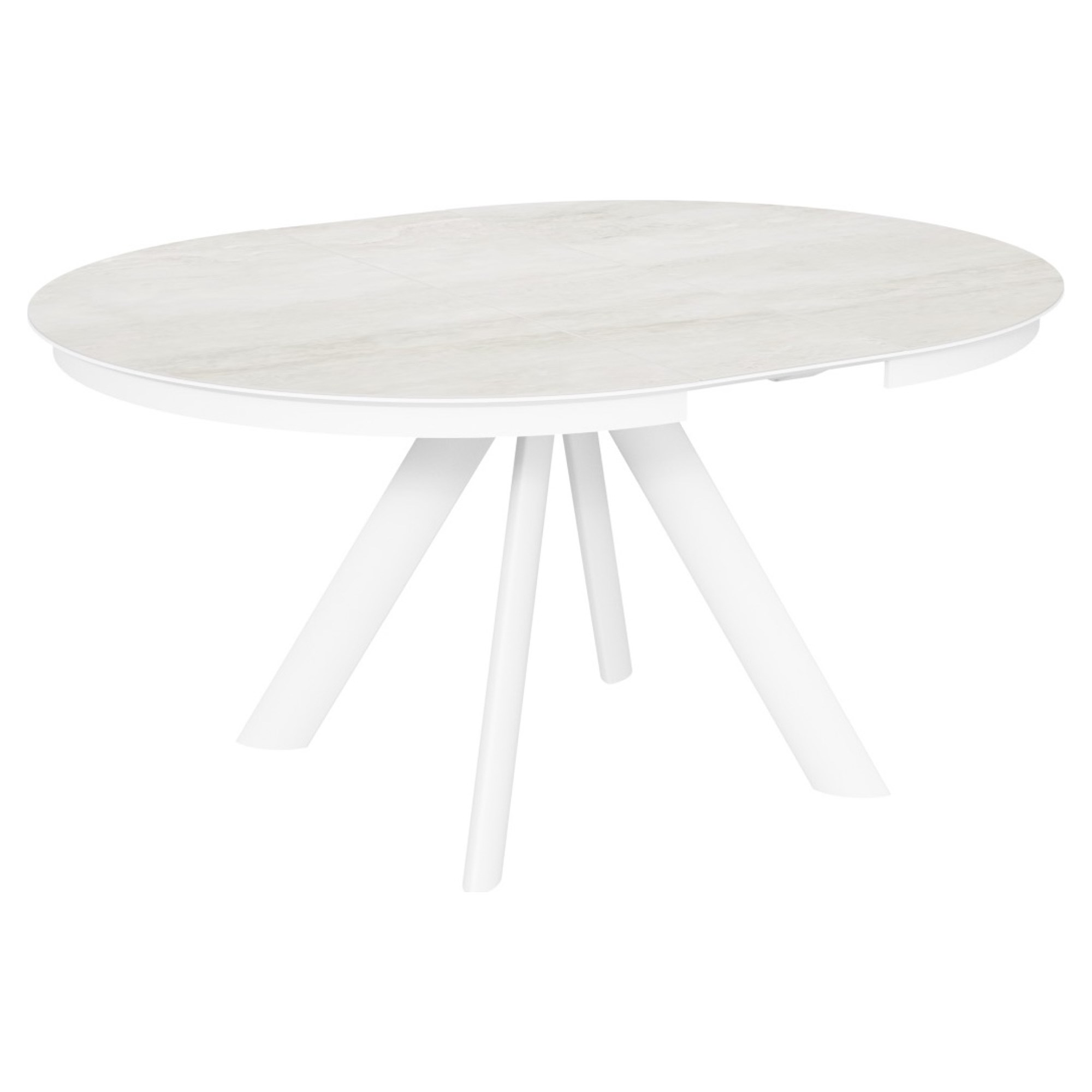 Стол раскладной круглый со столешницей из керамики белый (арт 35166) - Фото 1