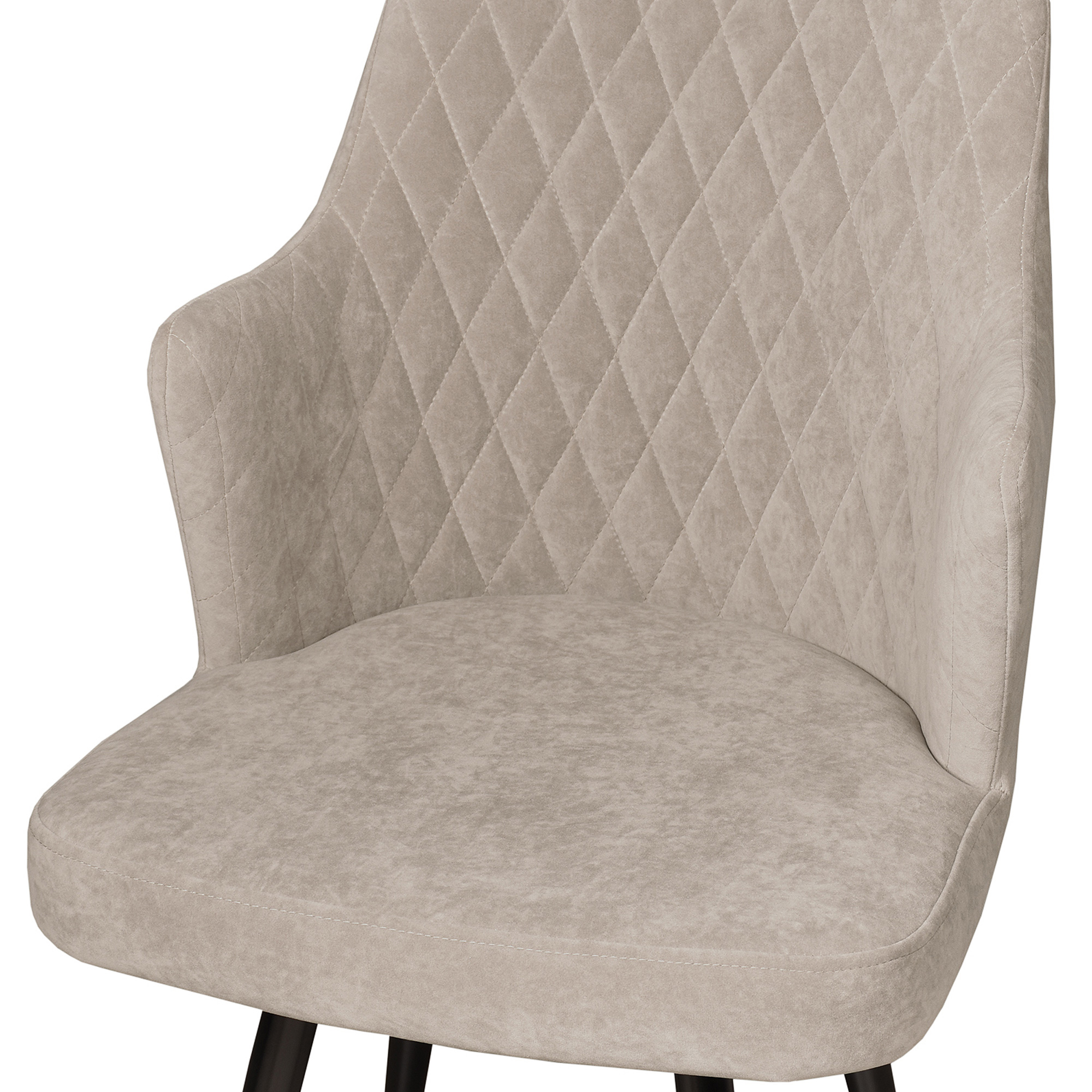 Стул с черными ножками мягкий слоновая кость из бархата (арт 31277) - Фото 1