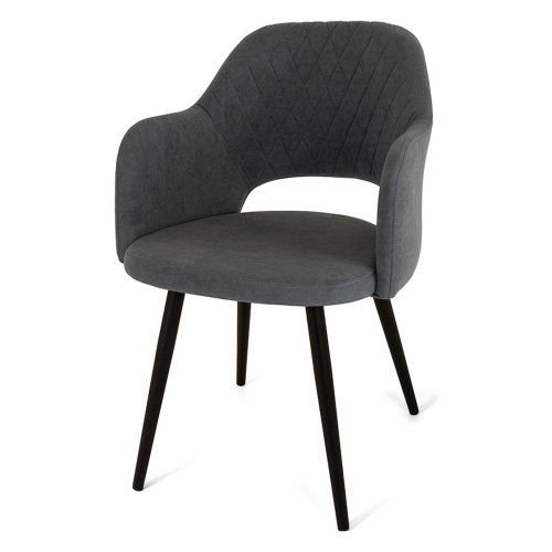 Полукресло мягкое с подлокотниками серое велюровое (арт 27743) - Фото 2