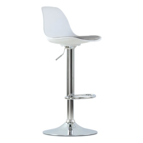 Стул барный высокий мягкий белый из пластика современный (арт 32269) - Фото 2