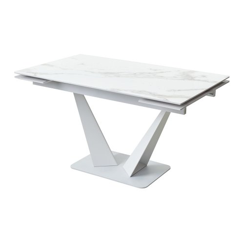 Стол дизайнерский раздвижной со стеклянной столешницей белый (арт 15645) - Фото 2