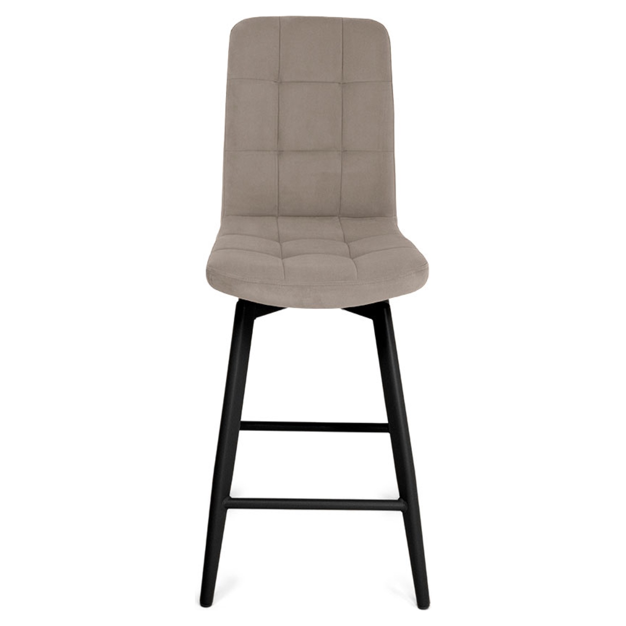 Полубарный стул на металлокаркасе слоновая кость велюровый (арт 35362) - Фото 1