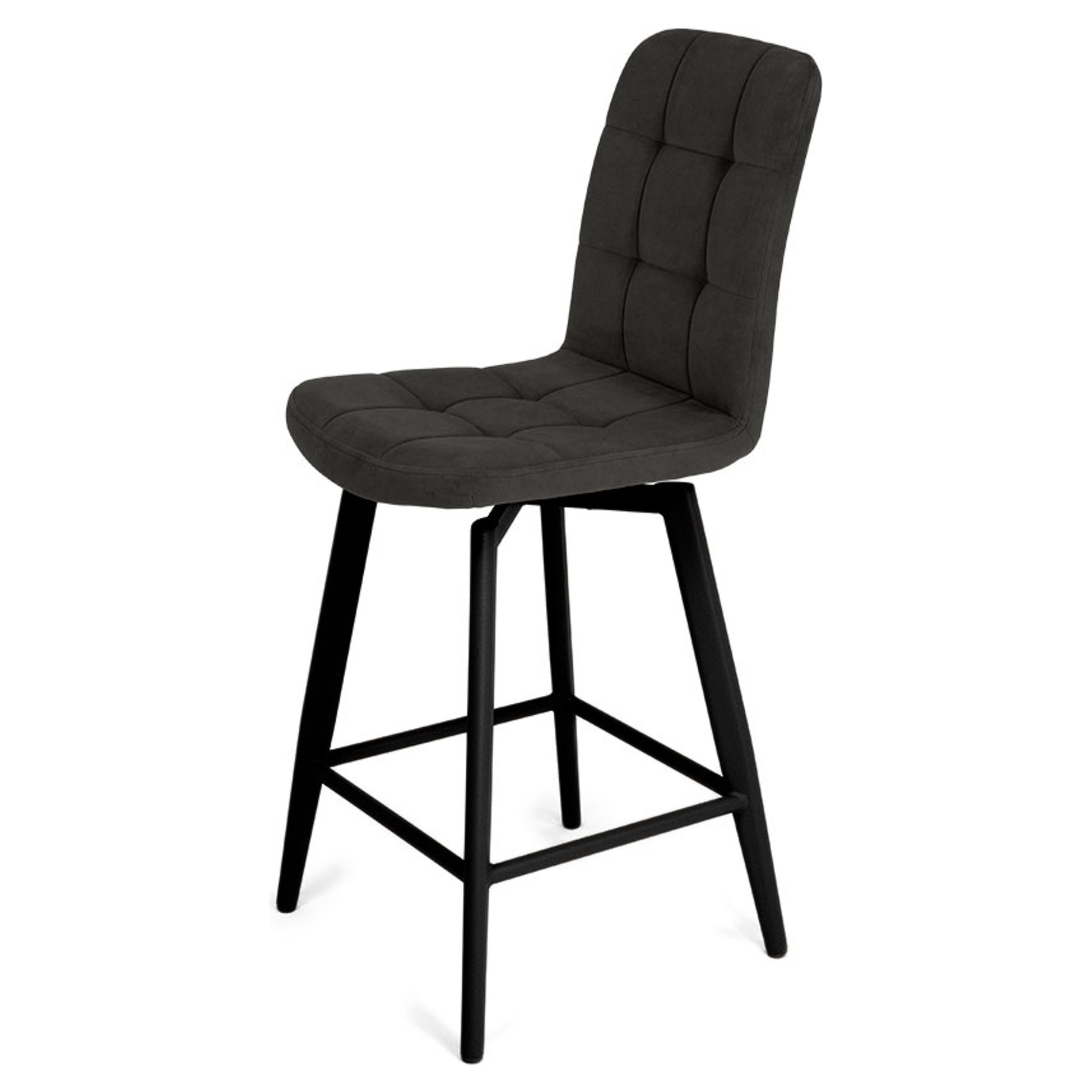 Полубарный стул мягкий коричневый из велюра (арт 35367) - Фото 1