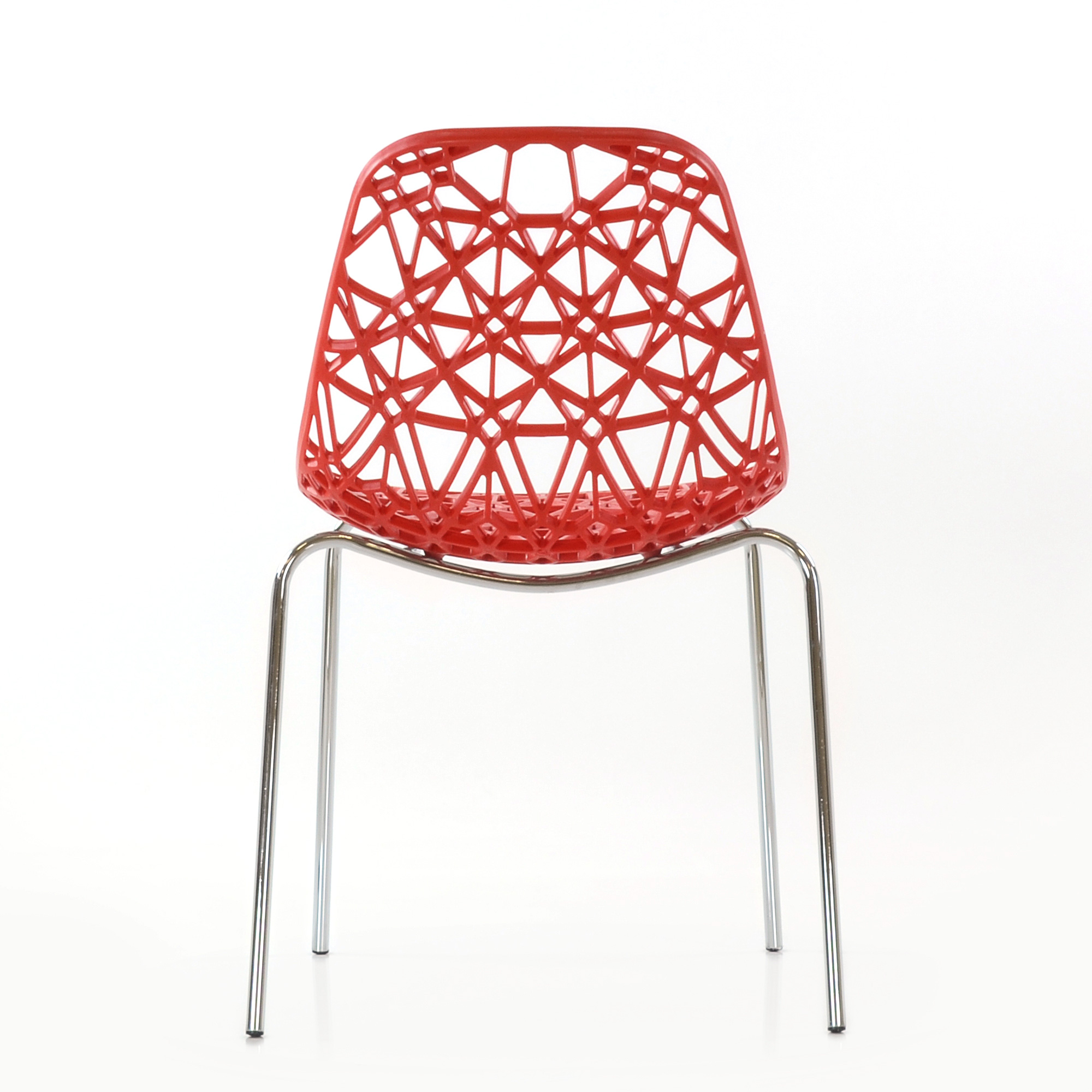 Стул металлический хромированный красный (арт 6615) - Фото 1