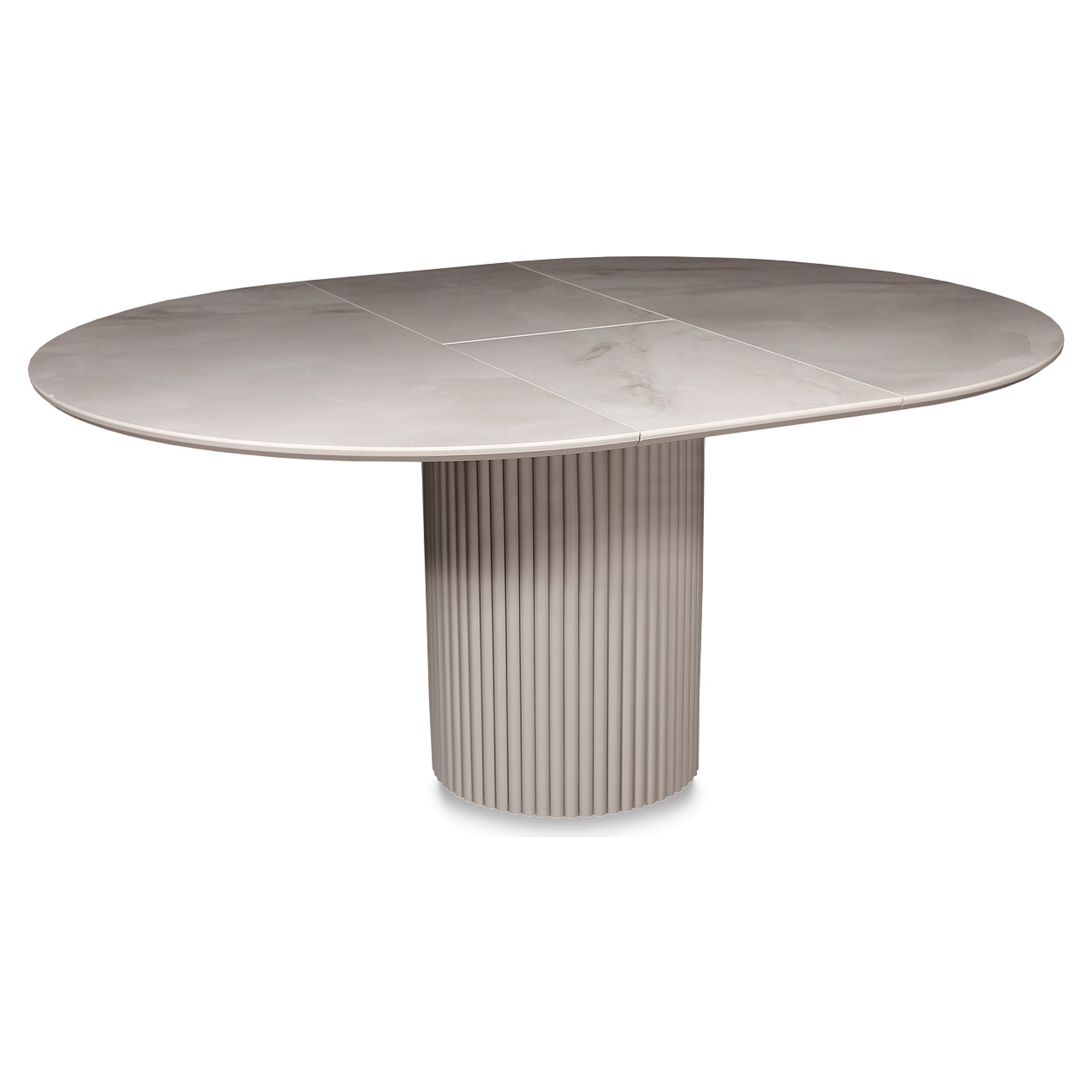 Стол для кухни раскладной круглый из керамогранита кремовый (арт 35006) - Фото 1