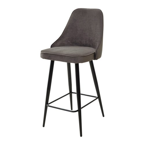 Стул полубарный мягкий серый с обивкой из велюра (арт 11525) - Фото 2