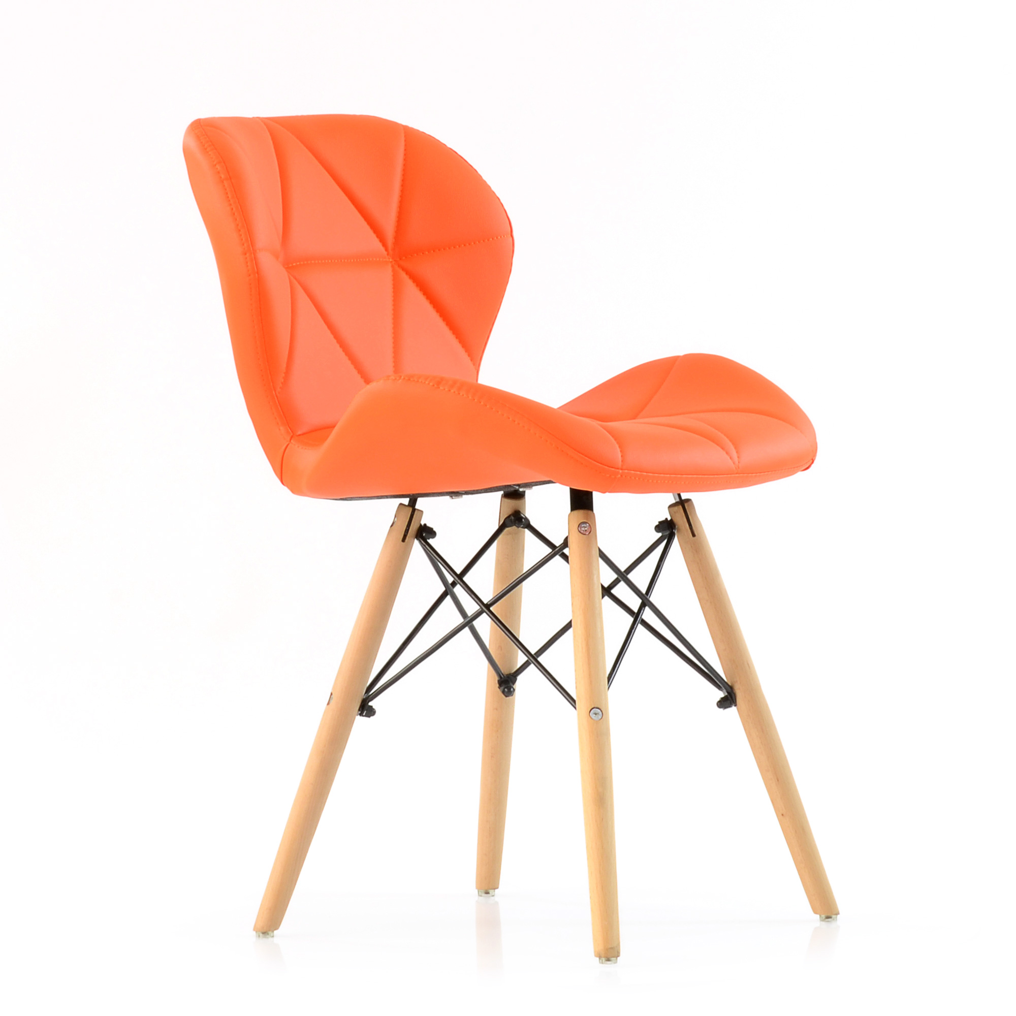 Стул деревянный с мягкой обивкой оранжевый eames (арт 6638) - Фото 1