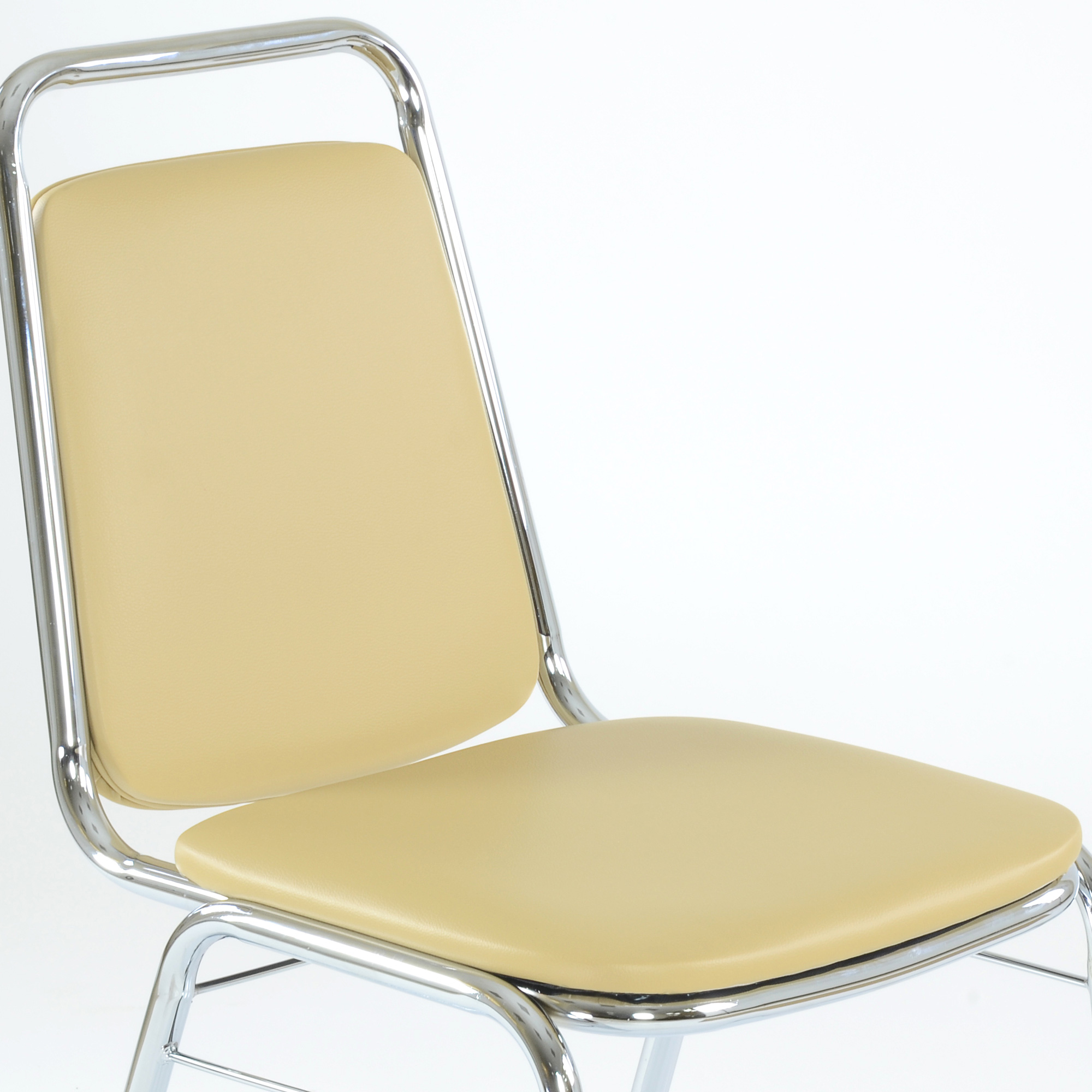 Стул хромированный мягкий бежевый из экокожи (арт 29135) - Фото 1