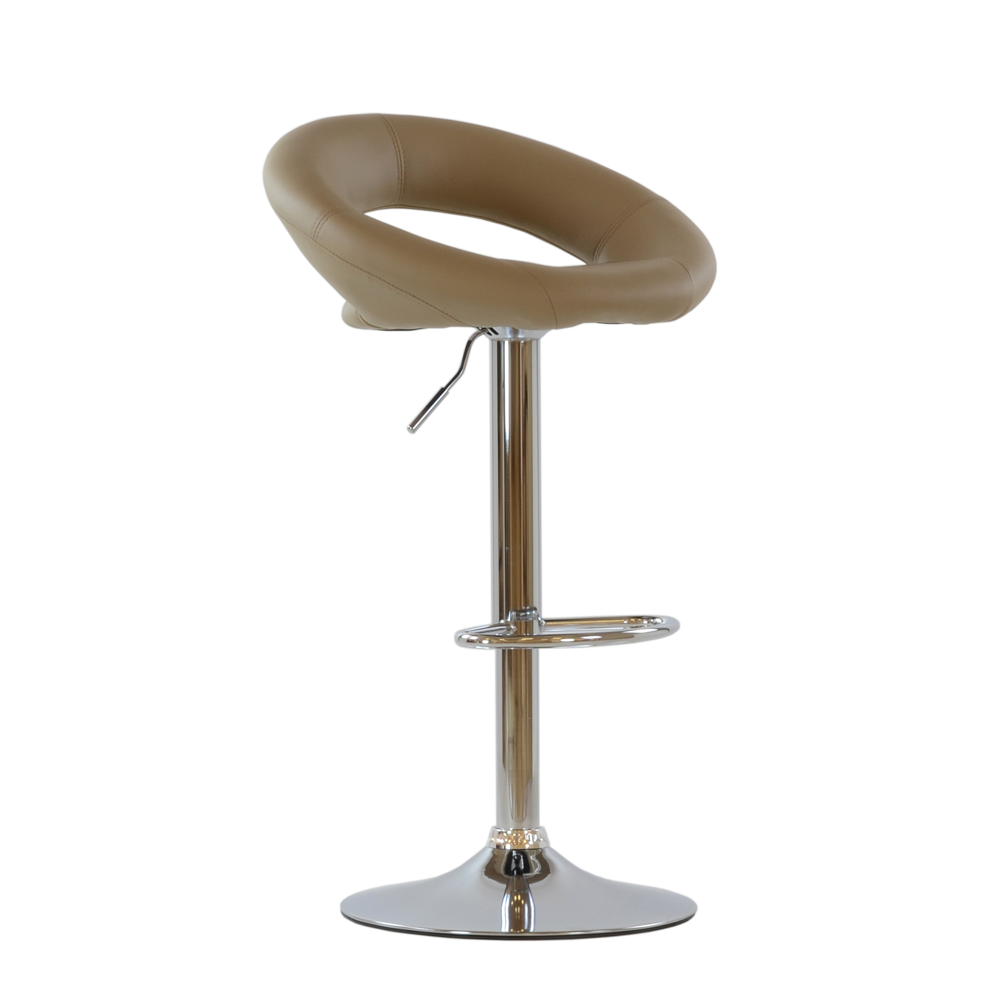 Барный стул хромированный мягкий коричневый (арт 5582) - Фото 1