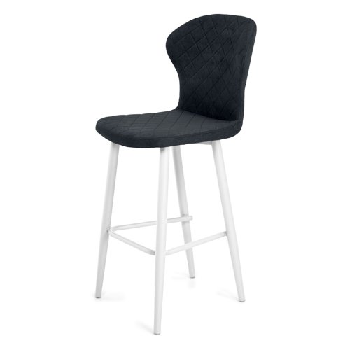 Барный стул на металлокаркасе серый с обивкой из велюра (арт 34139) - Фото 2