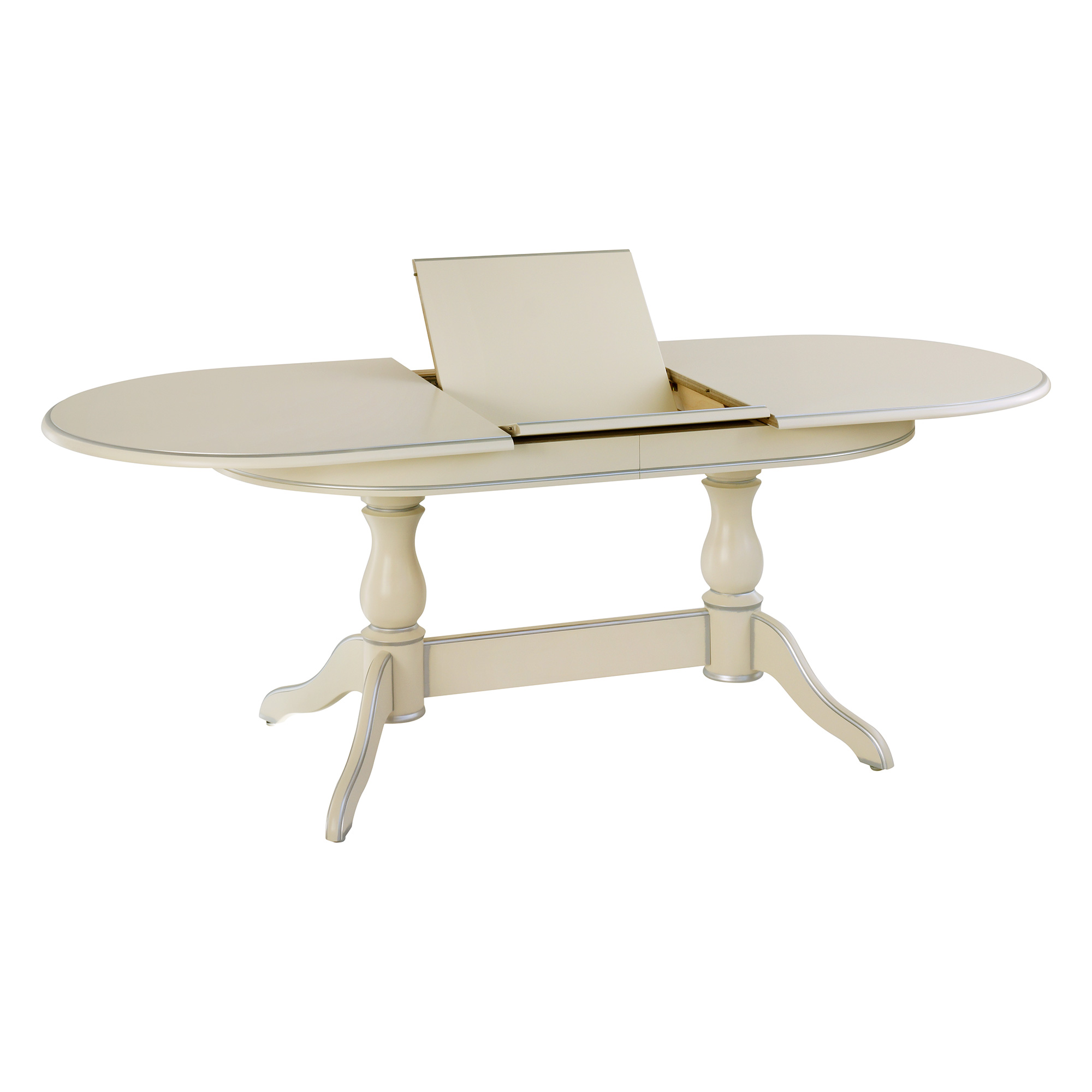 Кухонный стол раздвижной овальный бежевый в классическом стиле (арт 10816) - Фото 1
