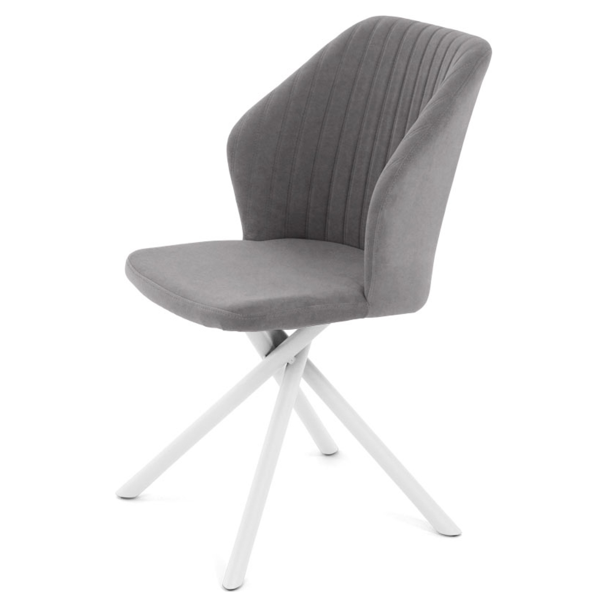 Стул для кухни металлический с мягкой обивкой серый велюровый (арт 35390) - Фото 1