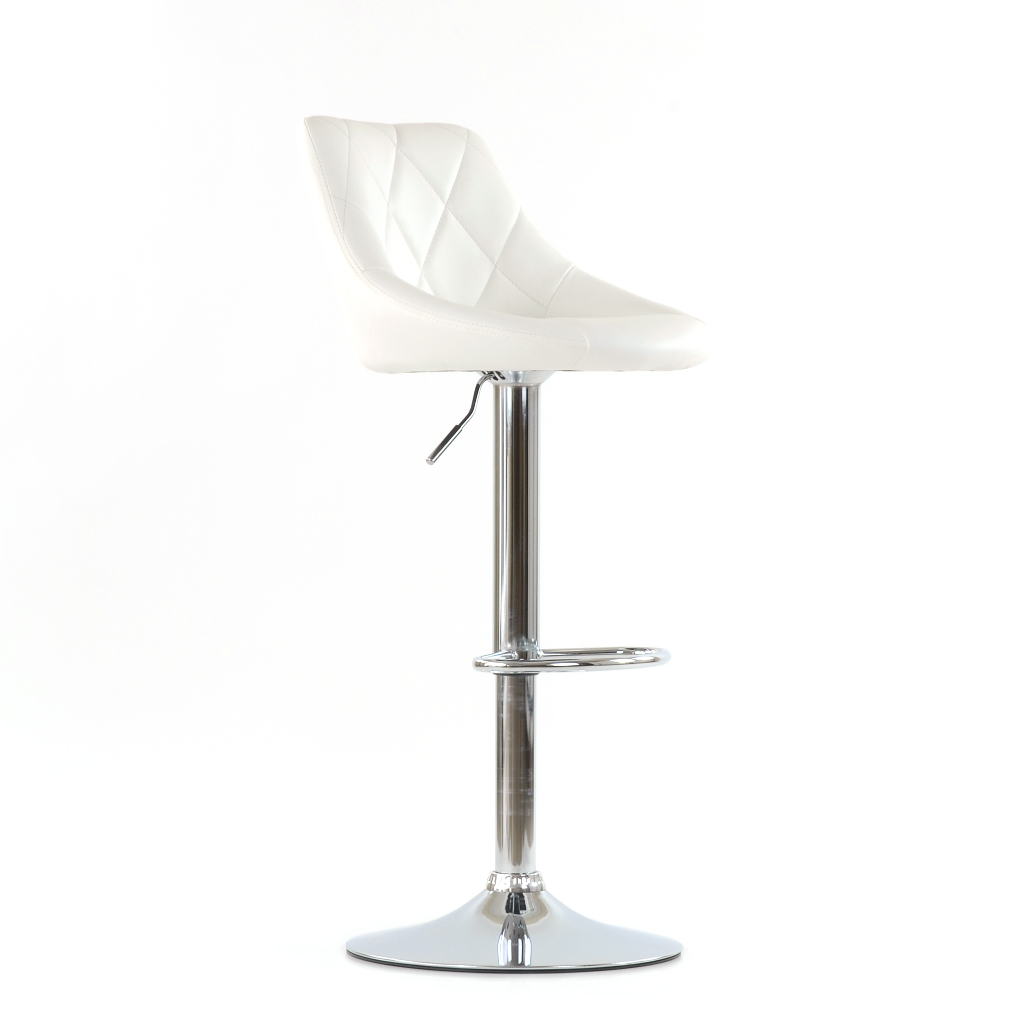 Барный стул ножки хром мягкий белый с обивкой из экокожи регулируемый (арт 5533) - Фото 1