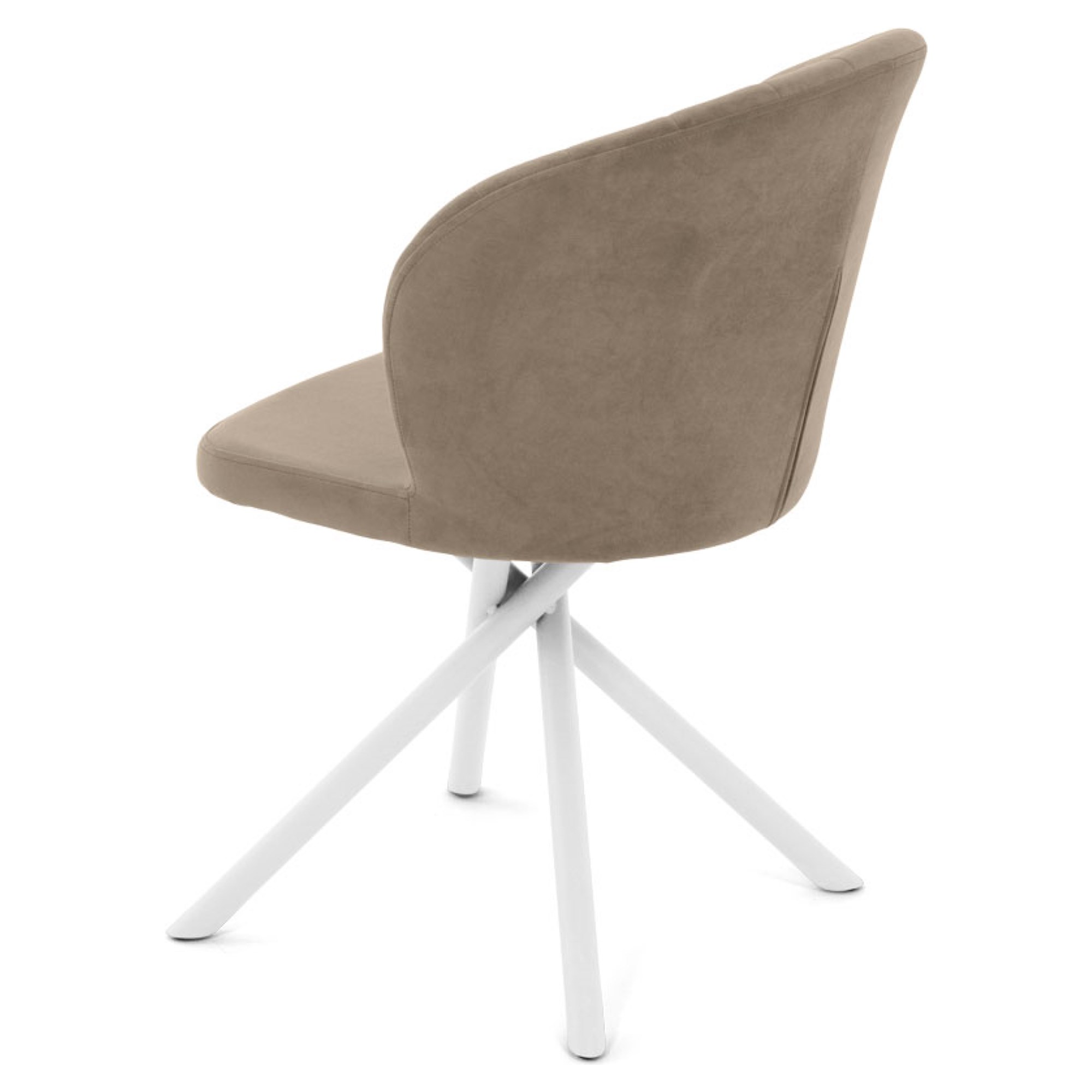 Стул ножки белые мягкий слоновая кость с обивкой из велюра (арт 35330) - Фото 1