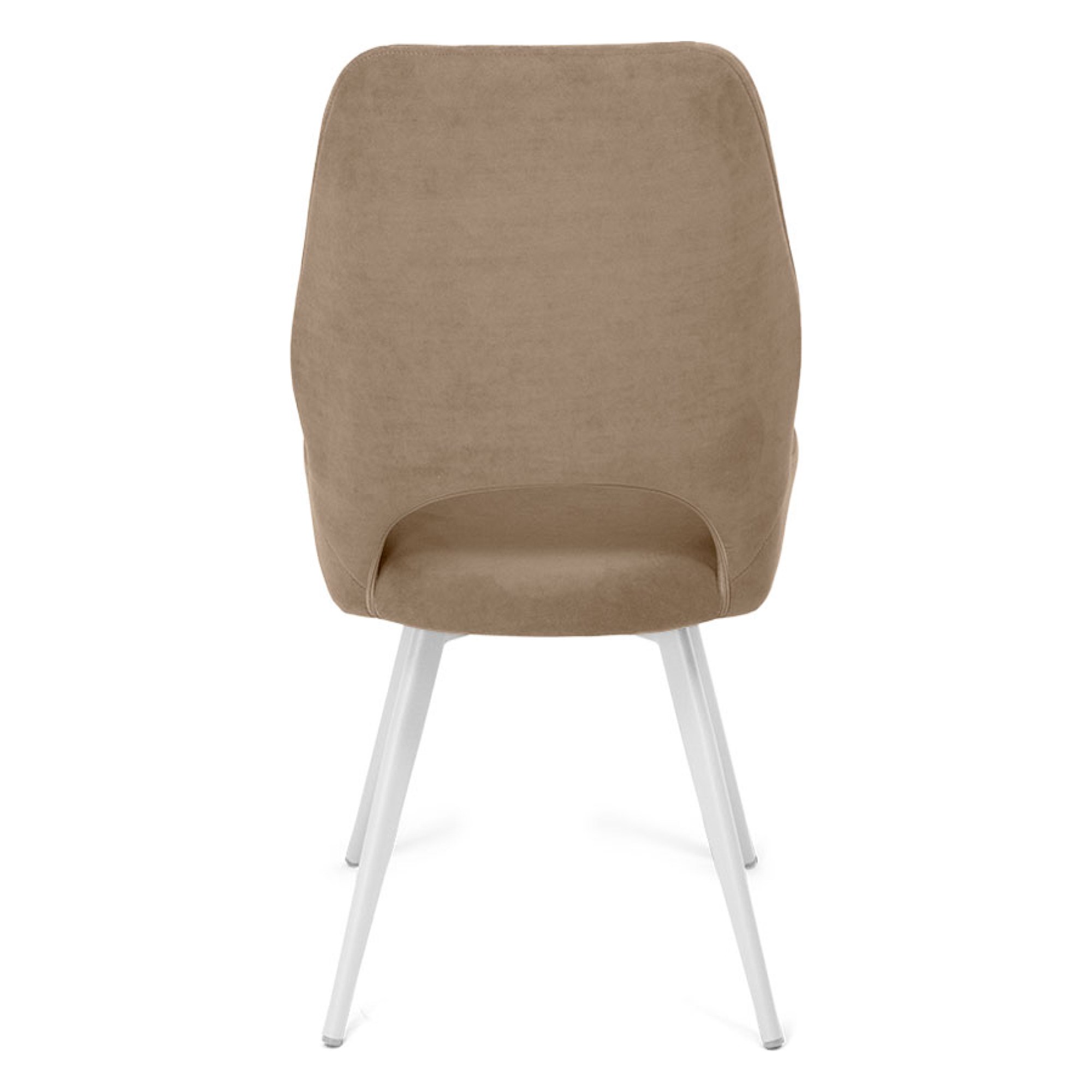 Стул на металлокаркасе мягкий кремовый из велюра (арт 35444) - Фото 1