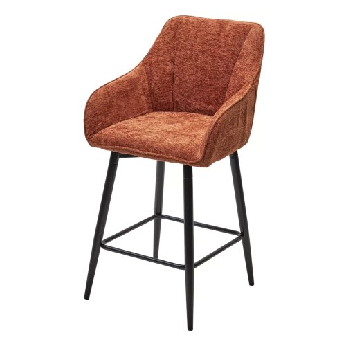 Стул полубарный с мягким сидением с подлокотниками оранжевый (арт 33434) - Фото 2