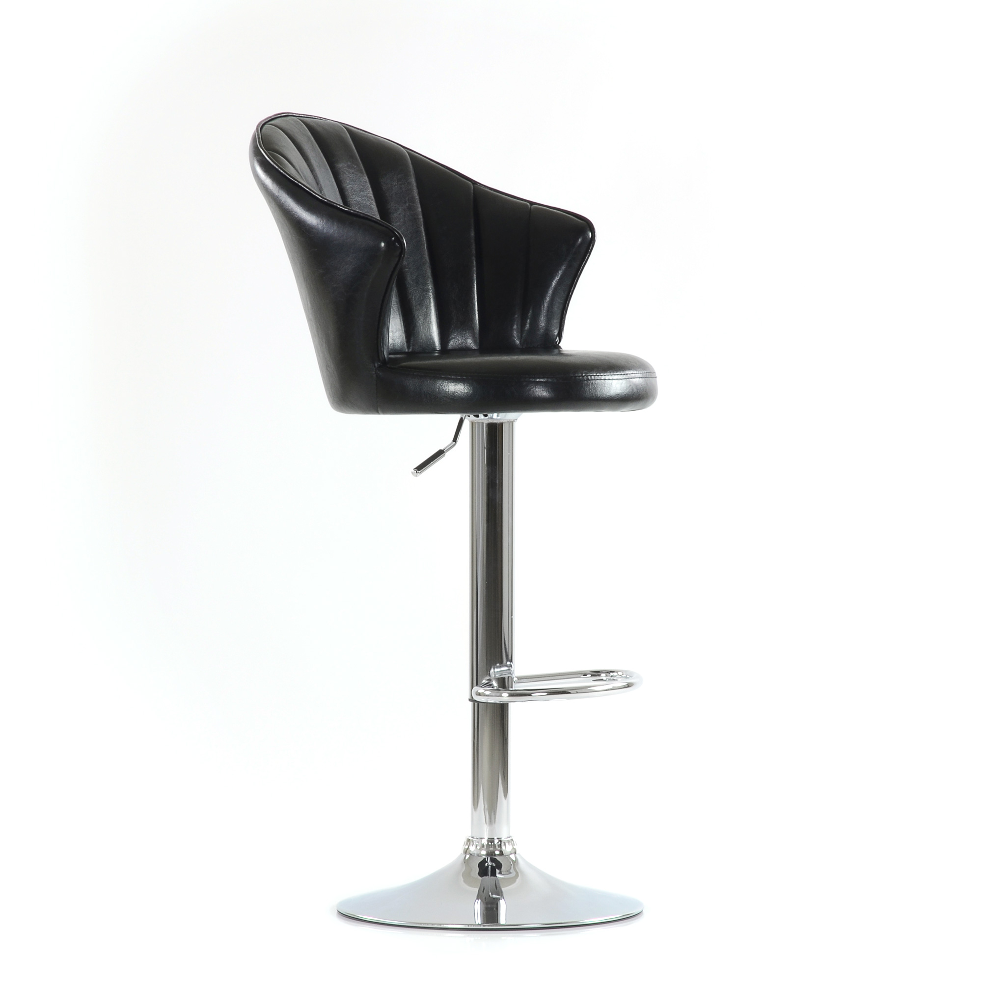 Барный стул на металлокаркасе мягкий черный регулируемый (арт 6465) - Фото 1