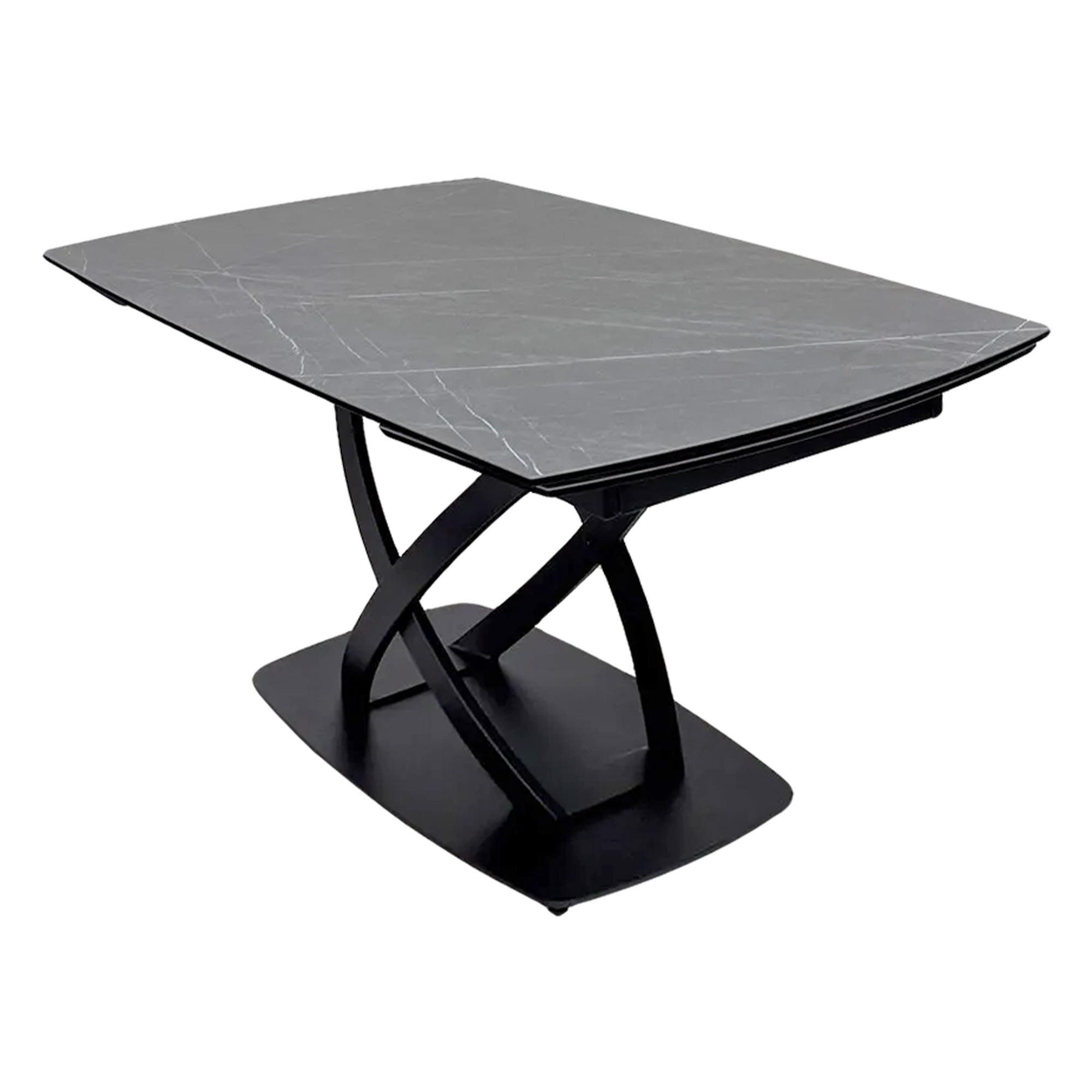 Стол полуовальный с покрытием из керамики на одной ножке (арт 32108) - Фото 1