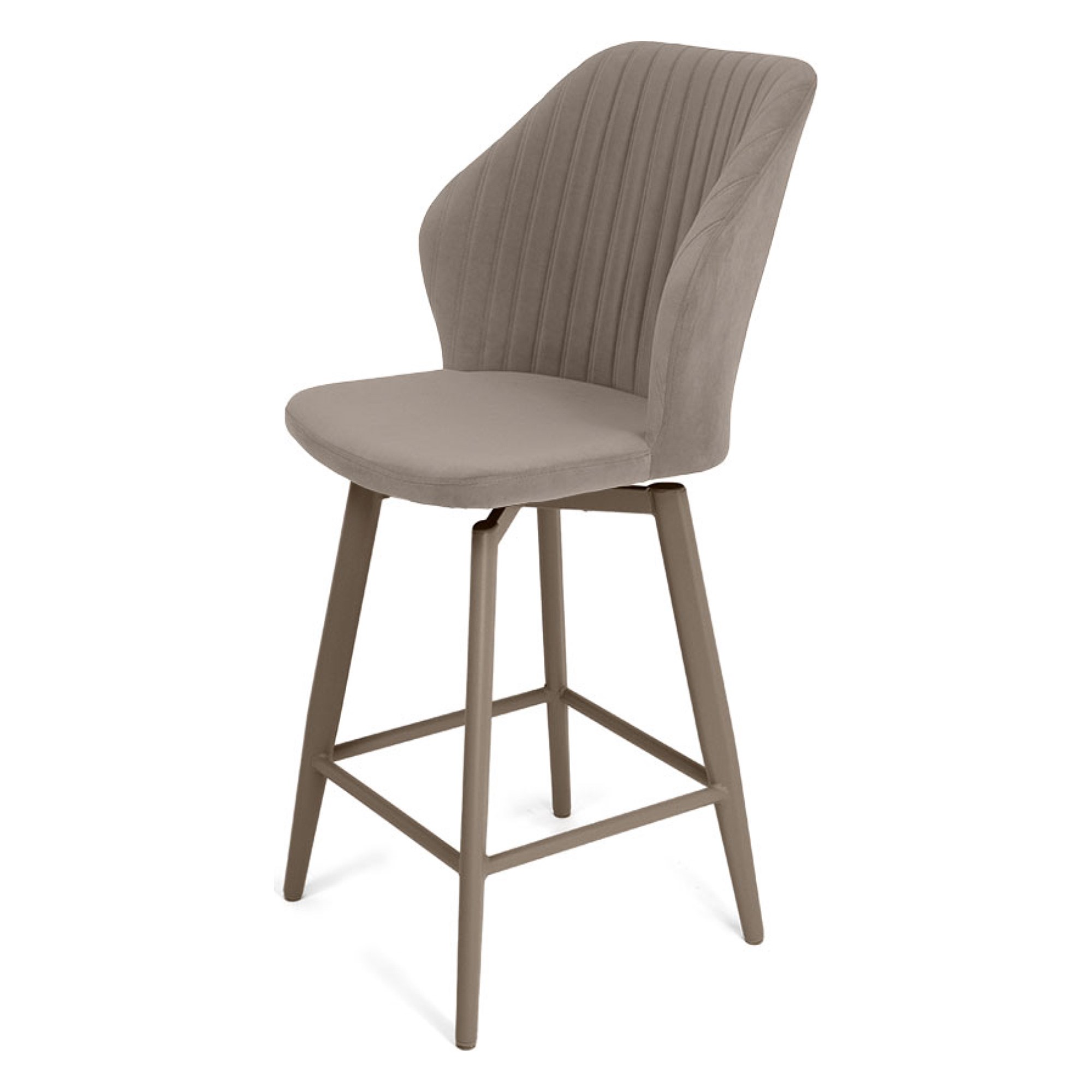 Стул барный на металлокаркасе мягкий бежевый (арт 35431) - Фото 1