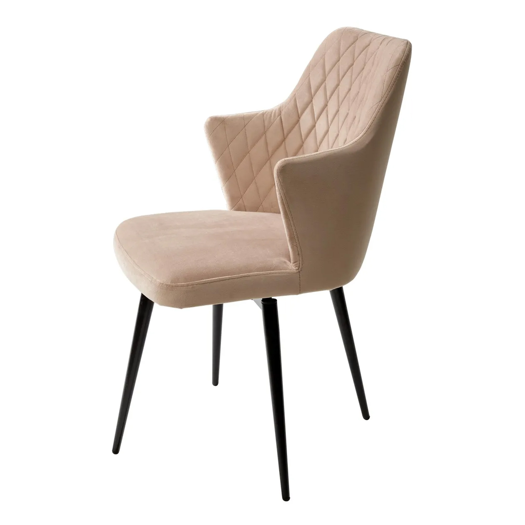 Стул для кухни на каркасе из металла бежевый из велюра (арт 26382) - Фото 1