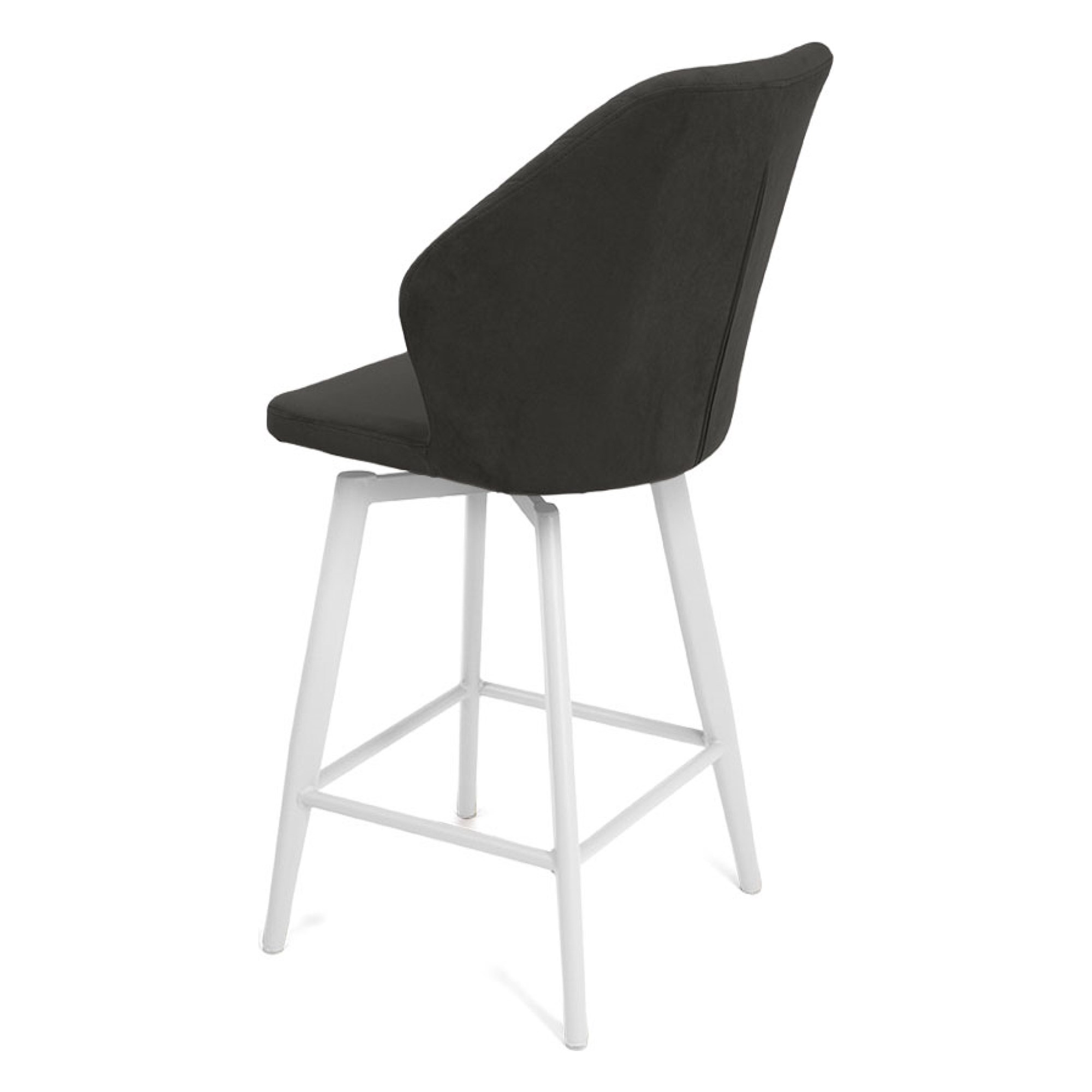 Барный стул на каркасе из металла мягкий коричневый из велюра (арт 35430) - Фото 1