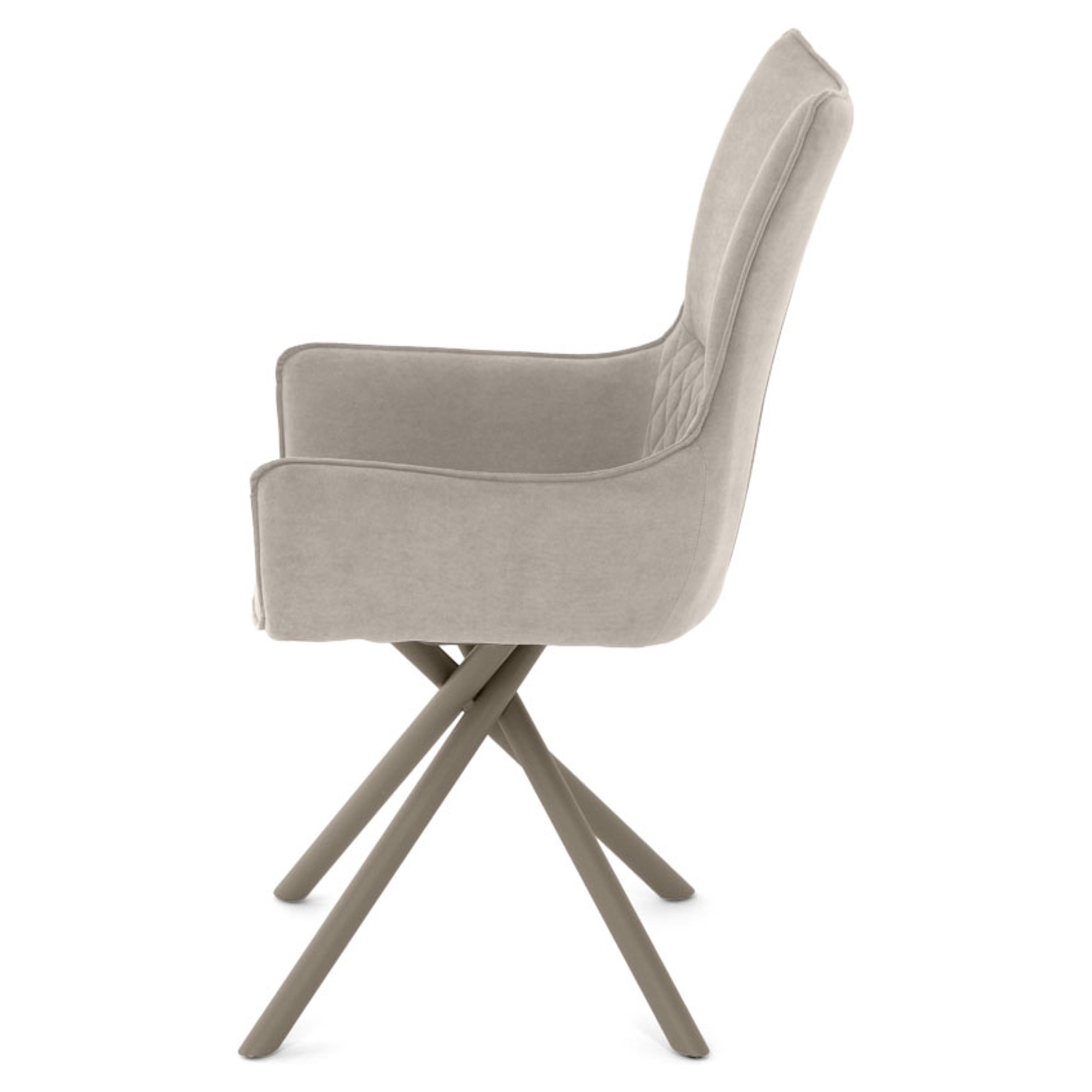 Стул интерьерный с металлическими ножками бежевый из велюра (арт 35561) - Фото 1