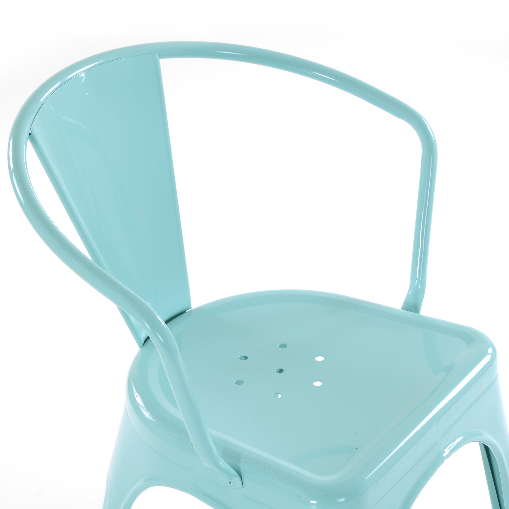 Стул-кресло дизайнерский на каркасе из металла голубой tolix (арт 29440) - Фото 1