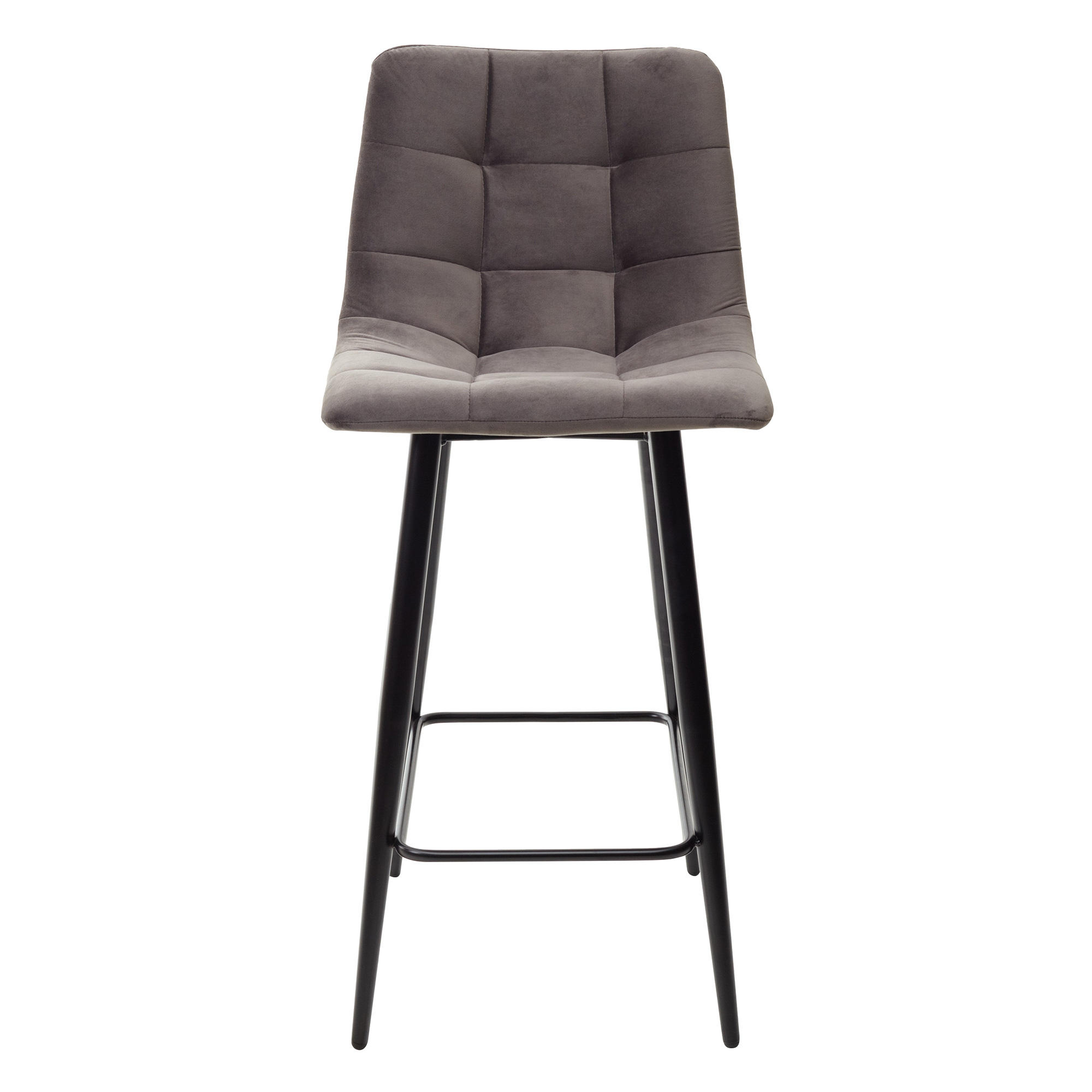 Полубарный стул на металлокаркасе мягкий серый из велюра (арт 15142) - Фото 1