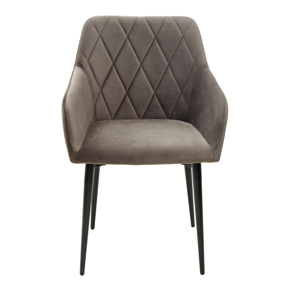 Стул-кресло с мягким сидением с подлокотниками серый велюровый (арт 11346) - Фото 1