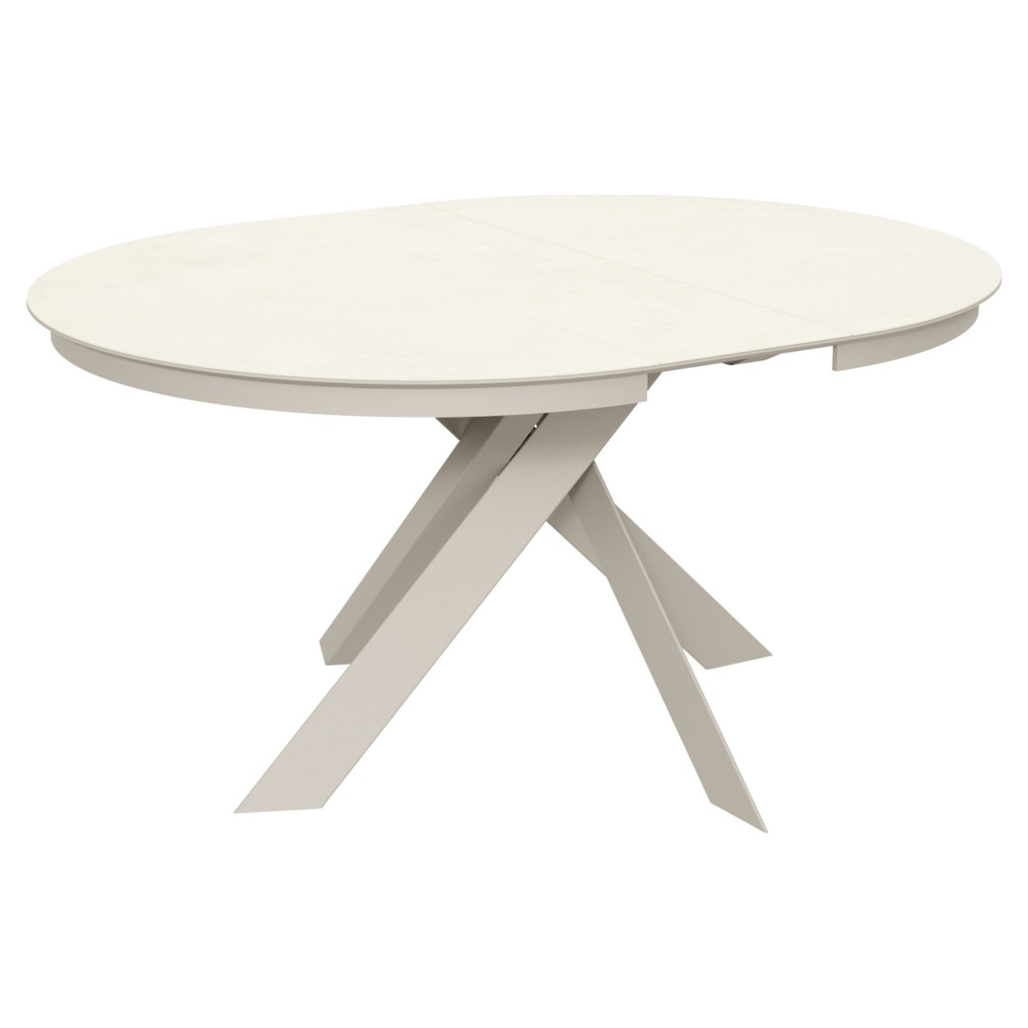 Кухонный стол раскладной круглый из керамогранита бежевый (арт 35159) - Фото 1