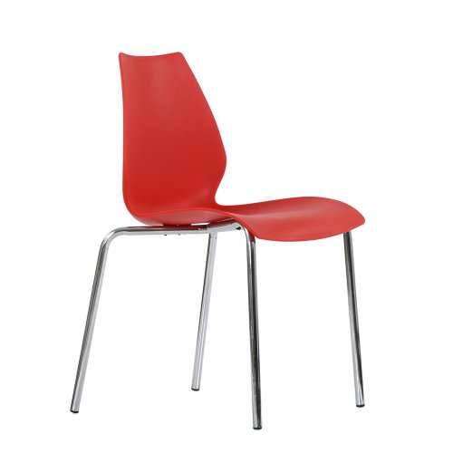 Стул кухонный металлический ножки хром красный пластиковый (арт 6632) - Фото 2