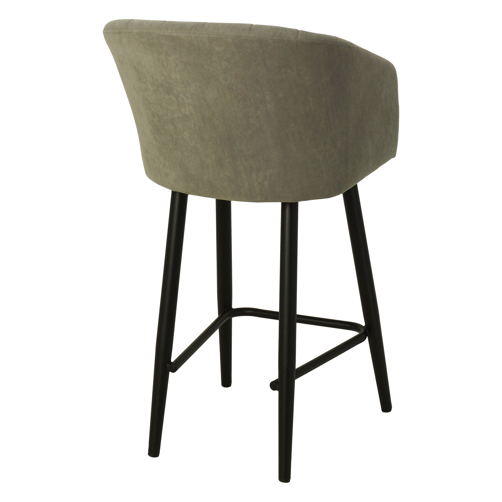 Полубарный стул на металлическом каркасе серый из велюра (арт 28043) - Фото 1