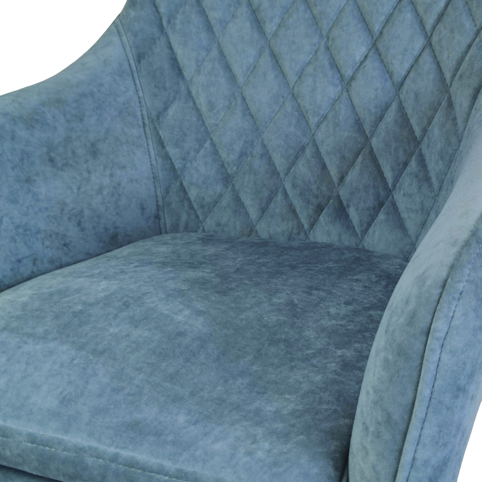 Стул-кресло с черными ножками с подлокотниками синий из велюра (арт 29483) - Фото 1