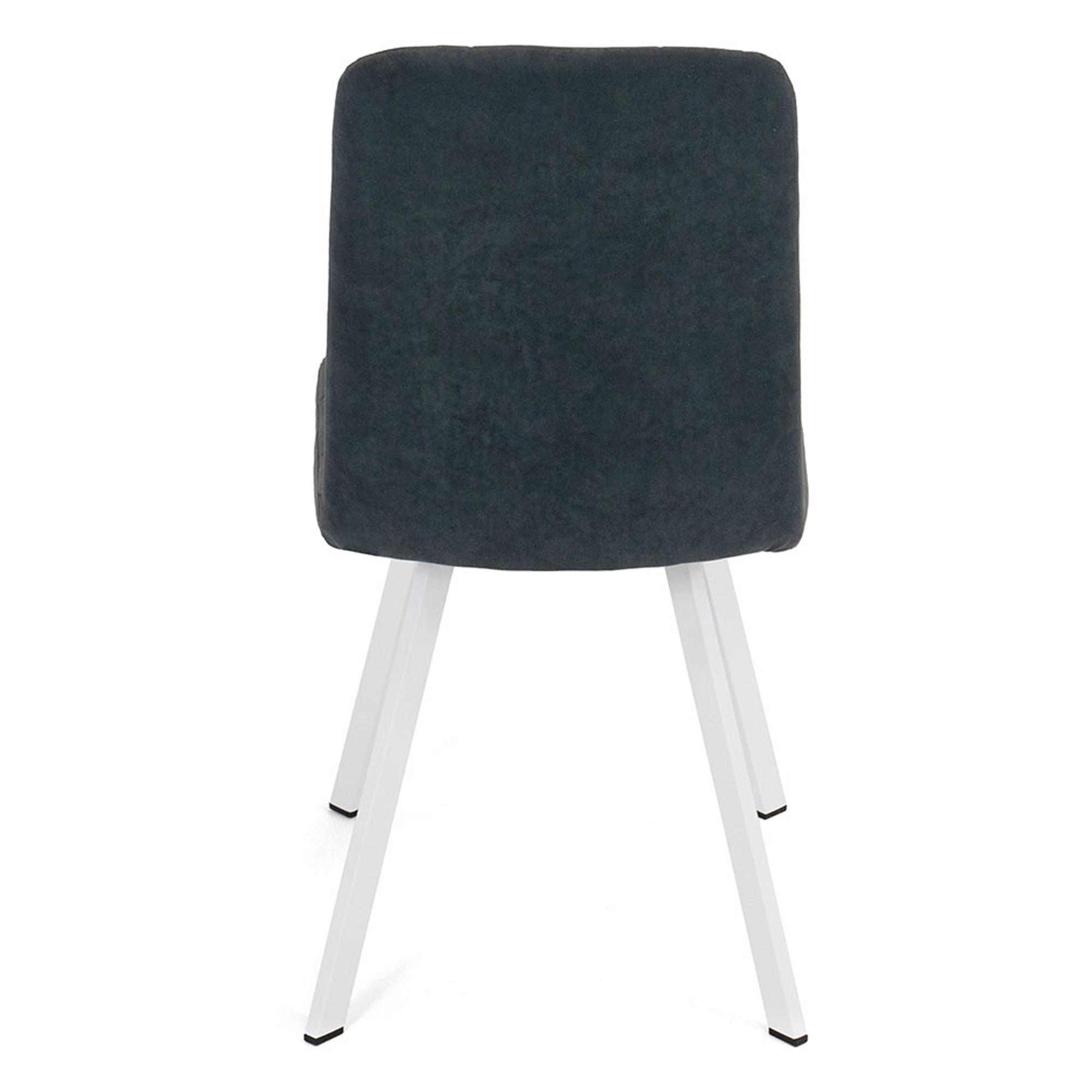 Стул на металлическом каркасе с белыми ножками серый из велюра (арт 18668) - Фото 1