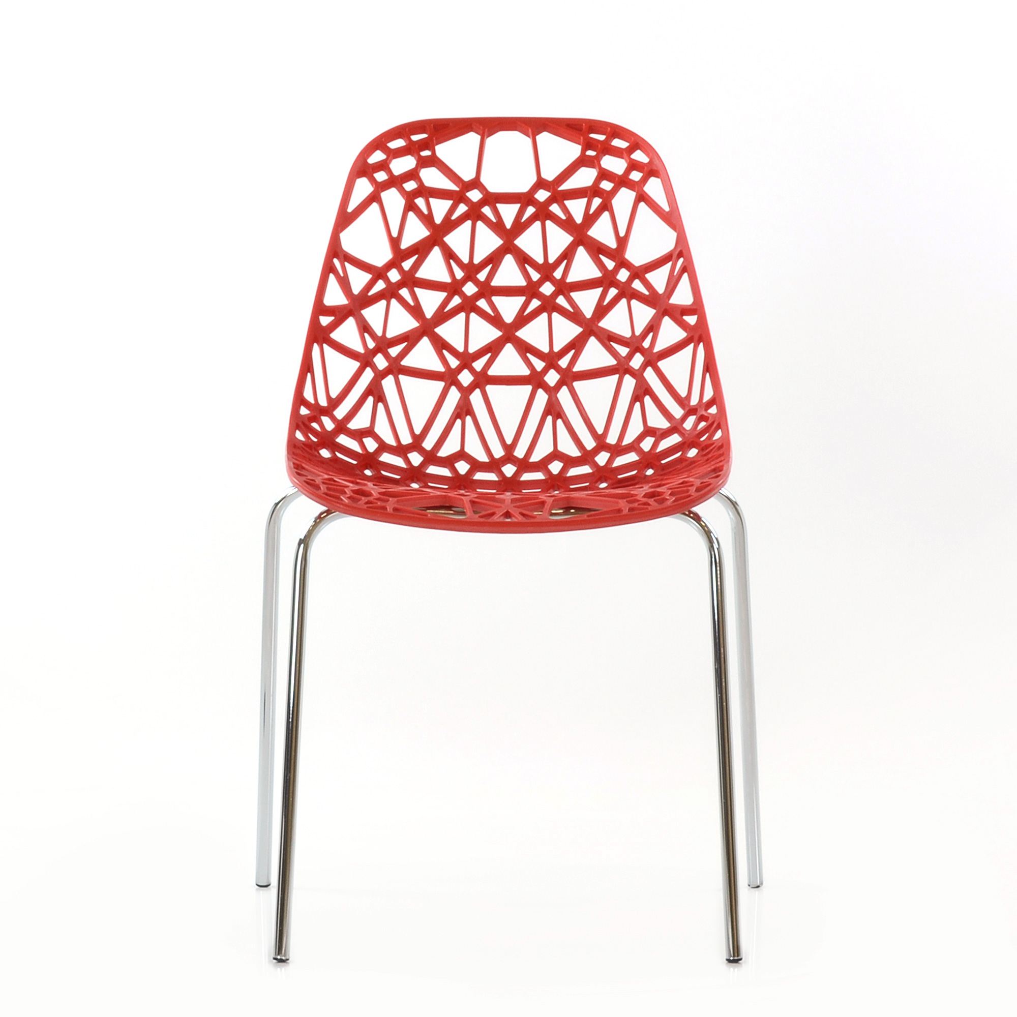 Стул металлический хромированный красный (арт 6615) - Фото 1
