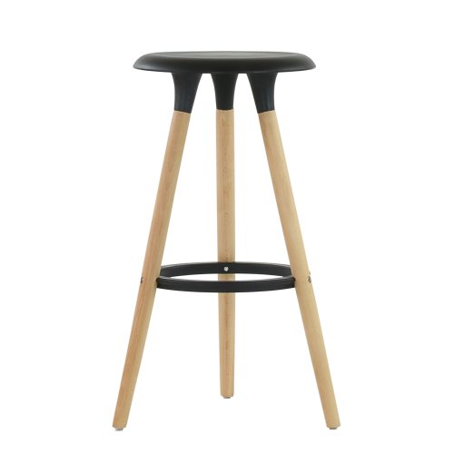 Барный стул дизайнерский деревянный черный пластиковый (арт 2339) - Фото 2