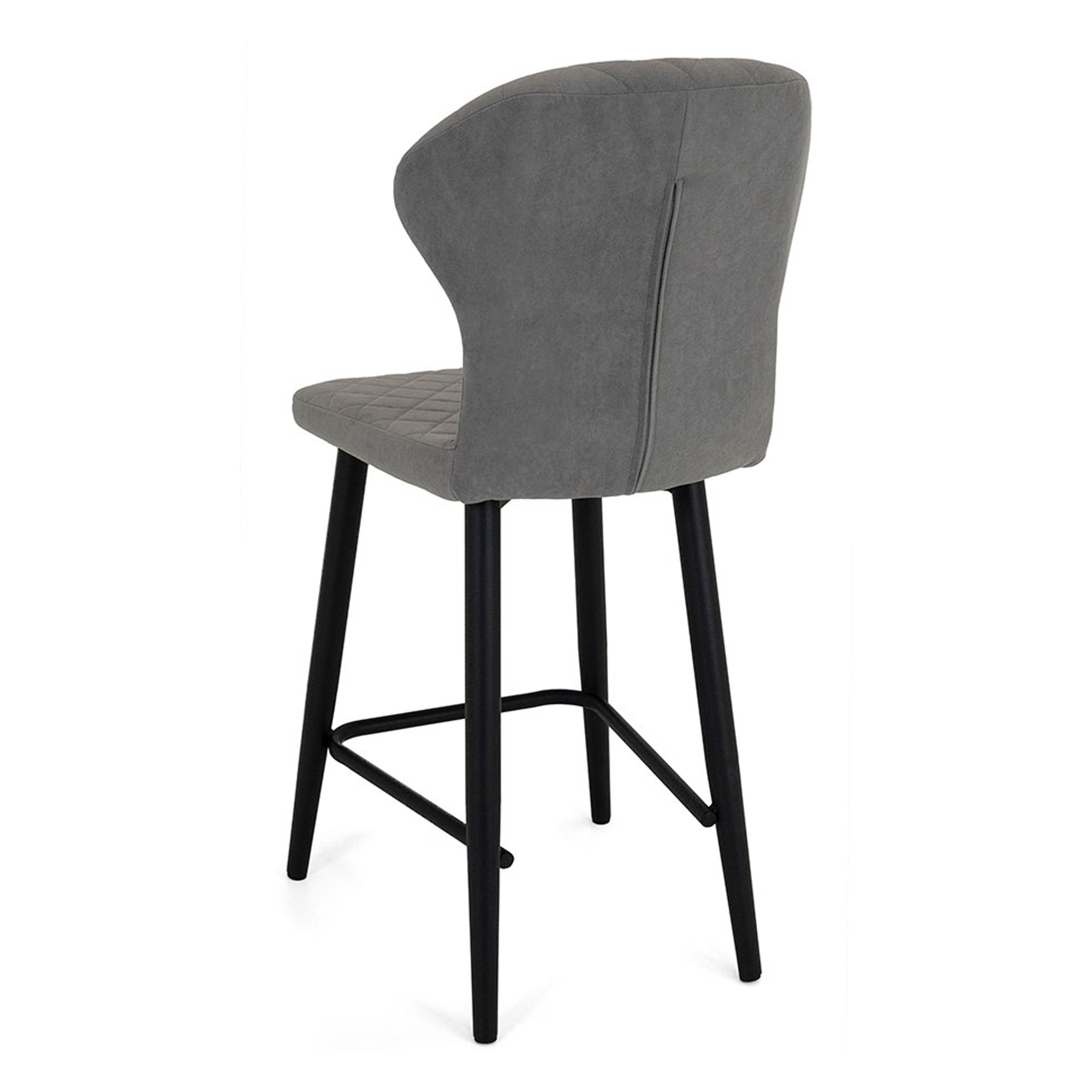 Полубарный стул с черными ножками мягкий серый из велюра (арт 19670) - Фото 1