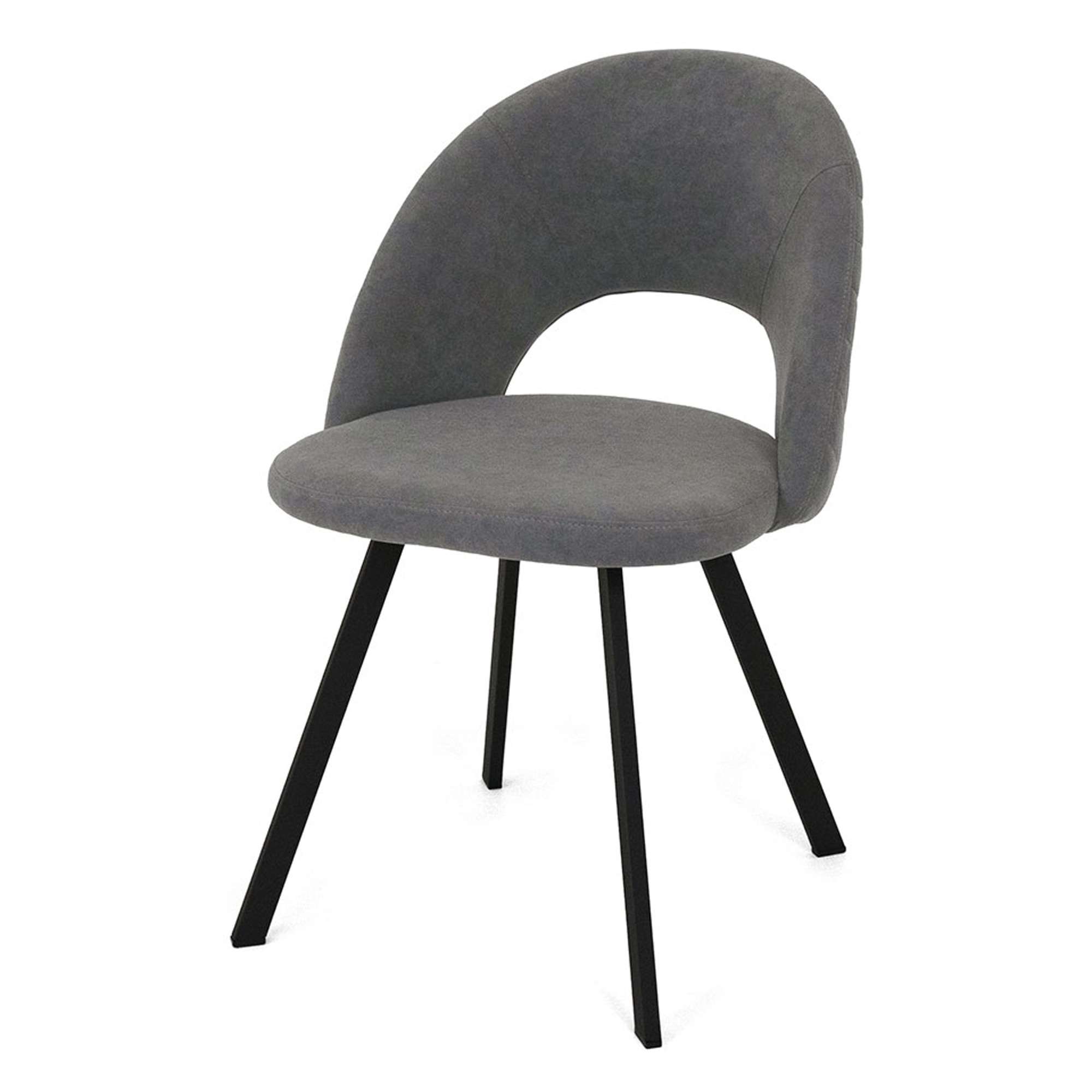 Стул для кухни мягкий серый с обивкой из велюра (арт 21732) - Фото 1