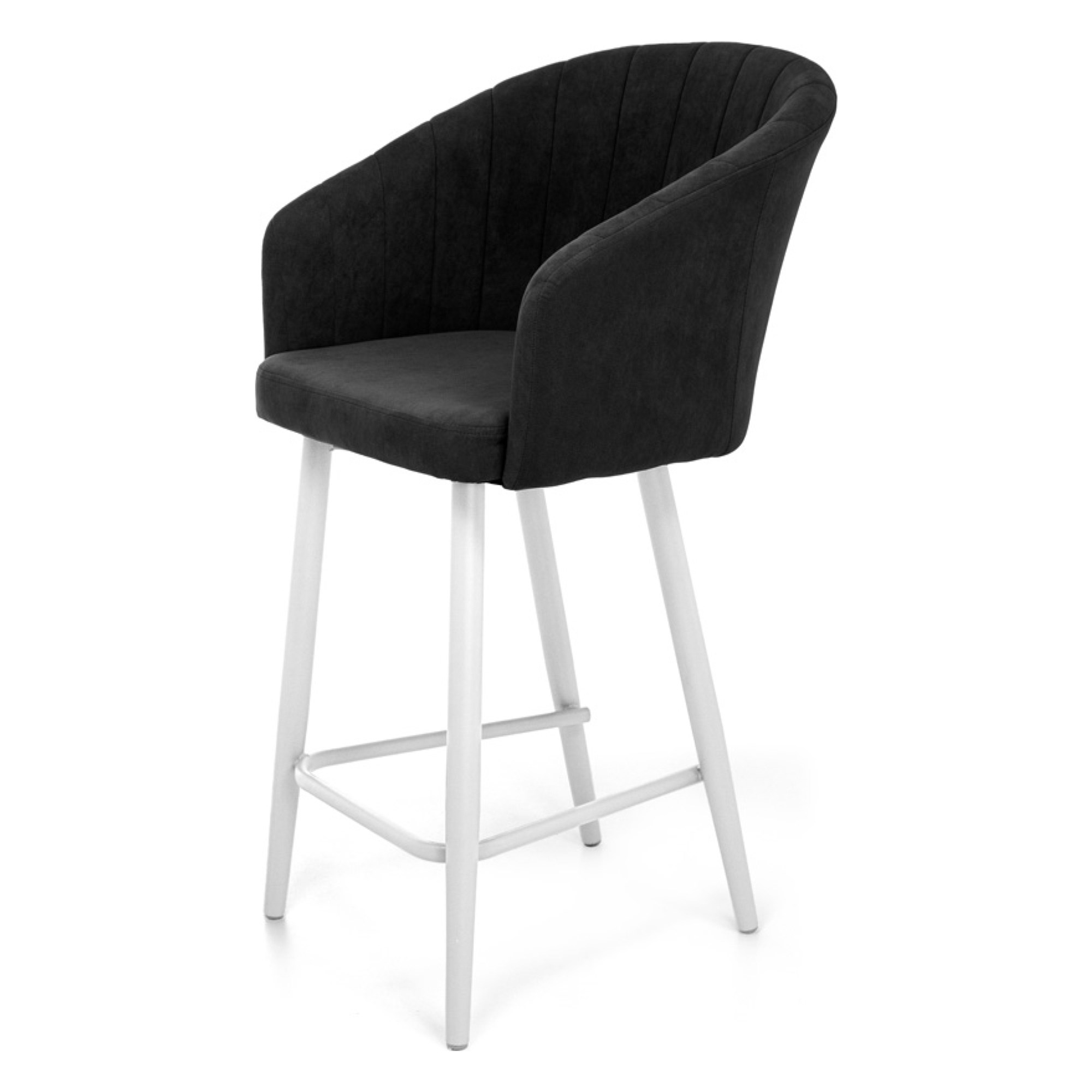 Стул барный мягкий коричневый с обивкой из велюра современный (арт 28020) - Фото 1